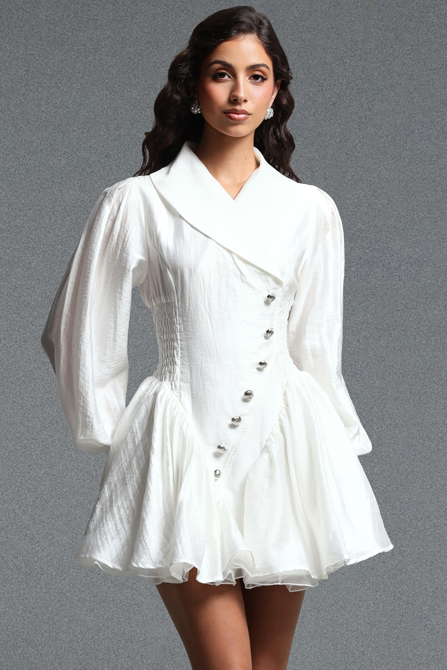 Xaler Chic Tailored Long Sleeve Woven Mini Dress