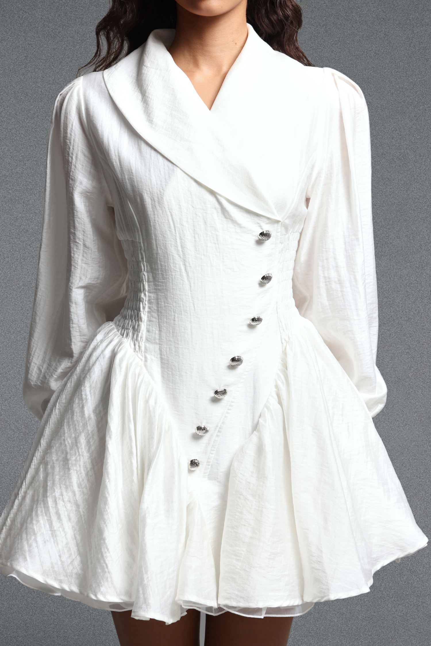Xaler Chic Tailored Long Sleeve Woven Mini Dress