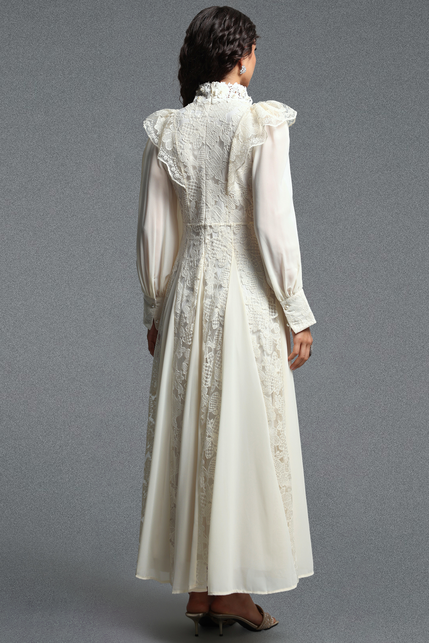 Qerly Resort Flowy Long Sleeve Ruffle Floral Woven Maxi Dress