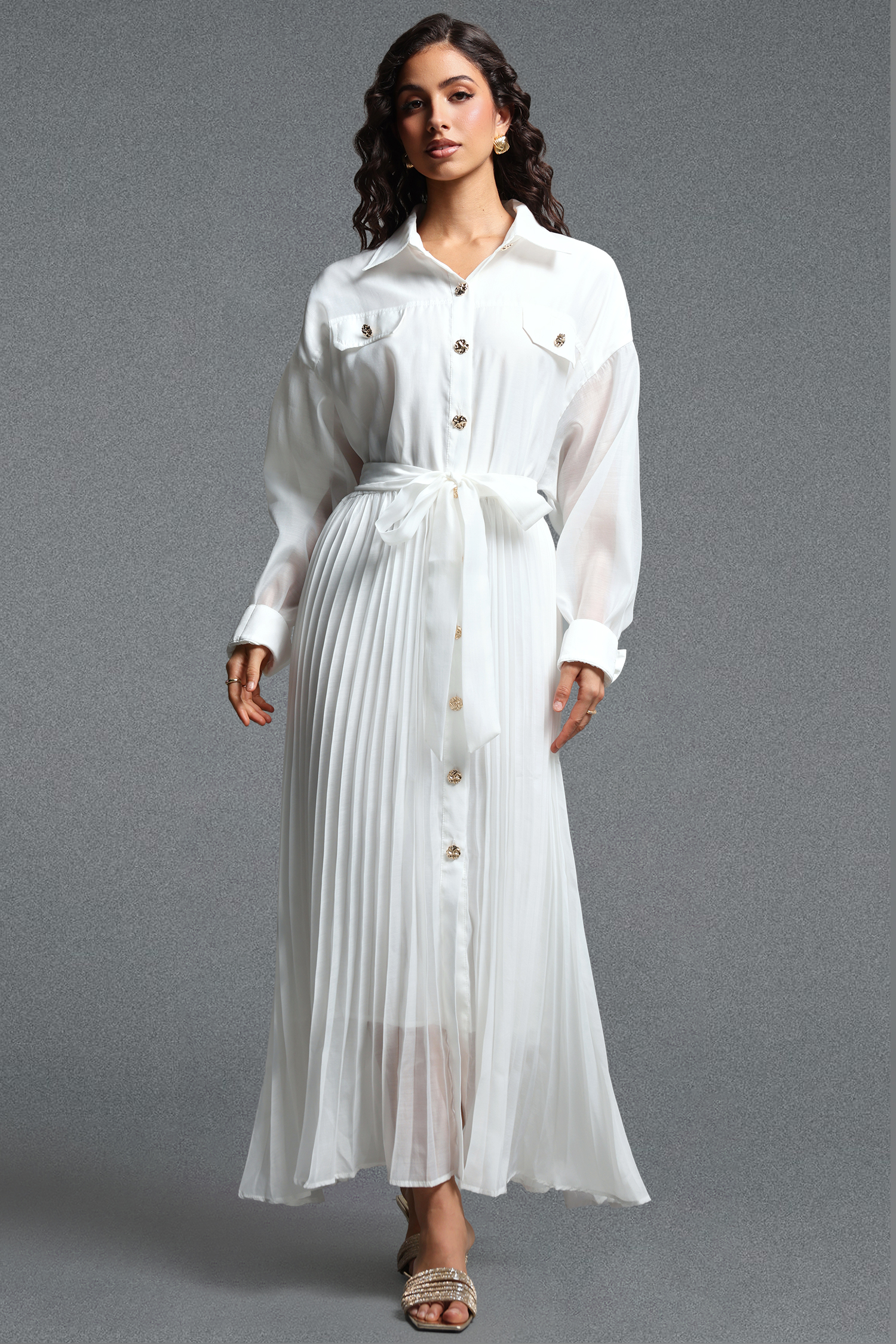 Vali Resort Flowy Long Sleeve Woven Maxi Dress