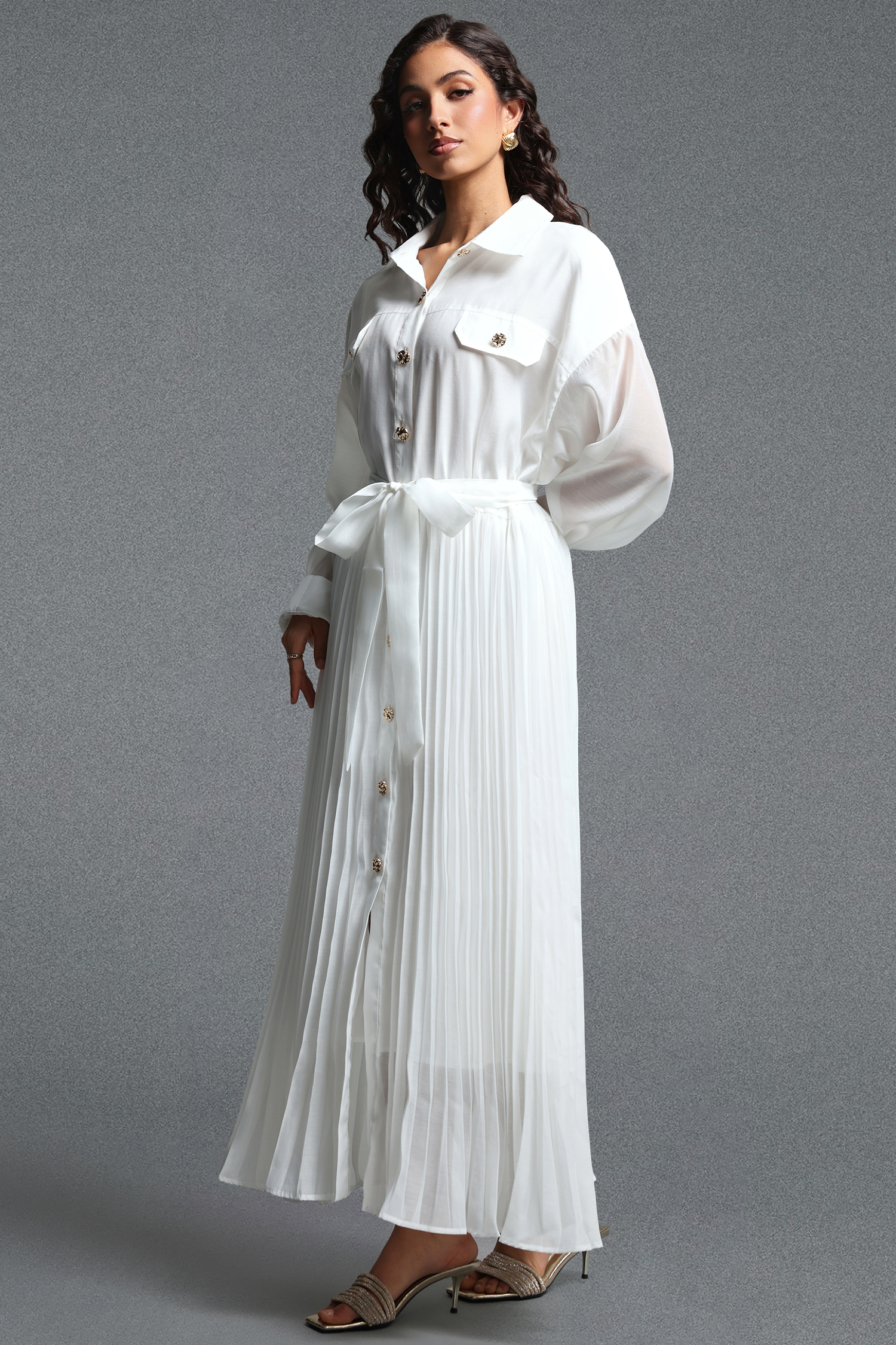 Vali Resort Flowy Long Sleeve Woven Maxi Dress