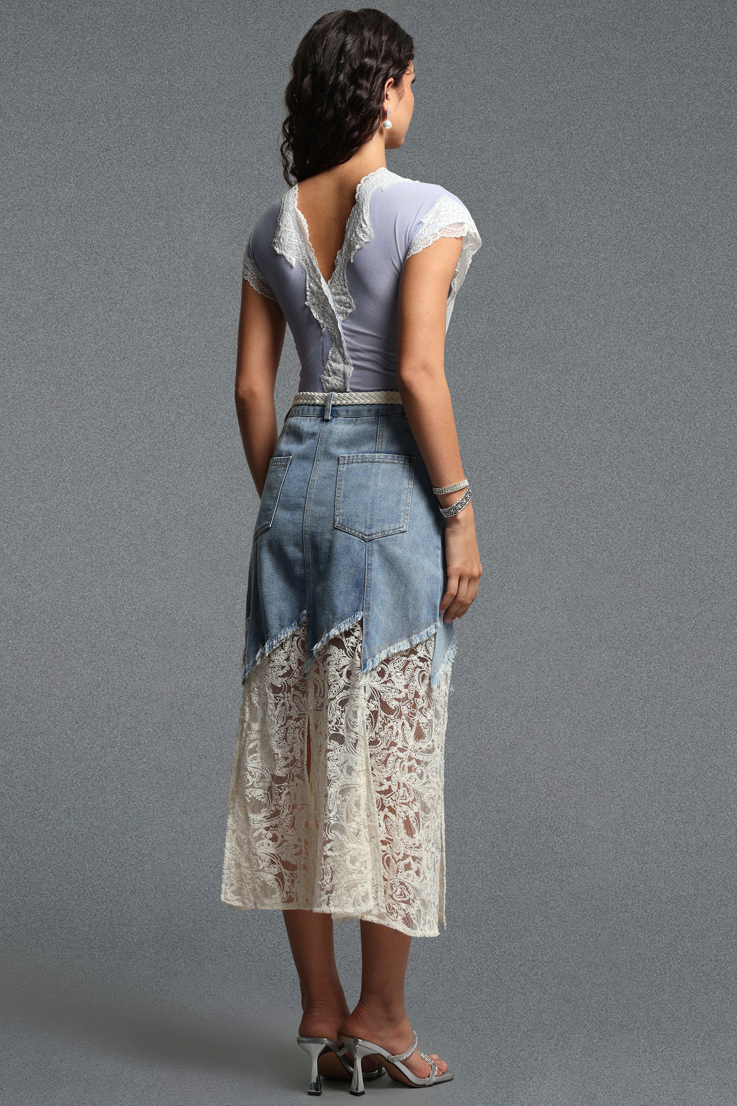 Salama Chic Tailored Lace Trimmed Bodysuit Or Skirt