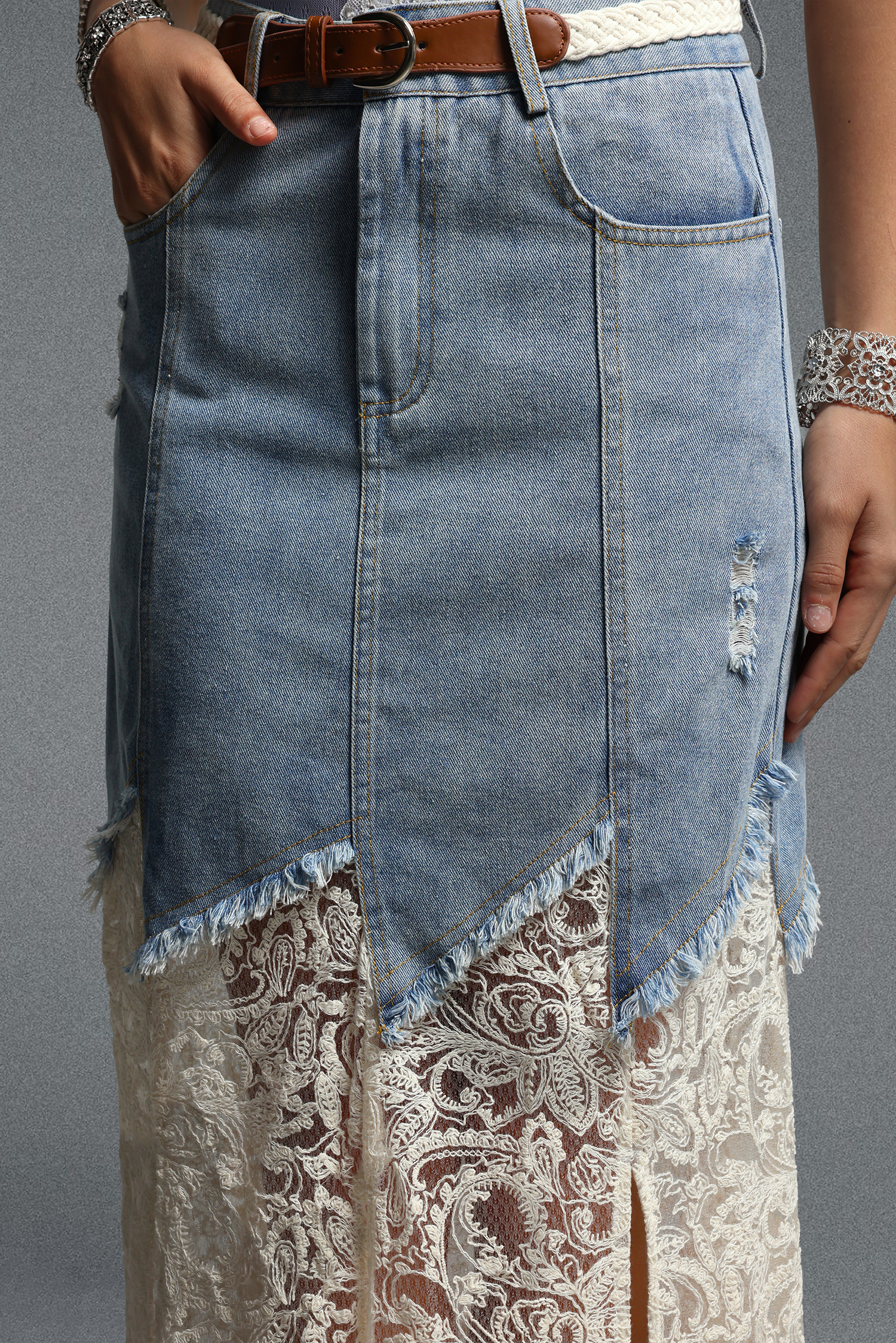 Salama Chic Tailored Lace Trimmed Bodysuit Or Skirt
