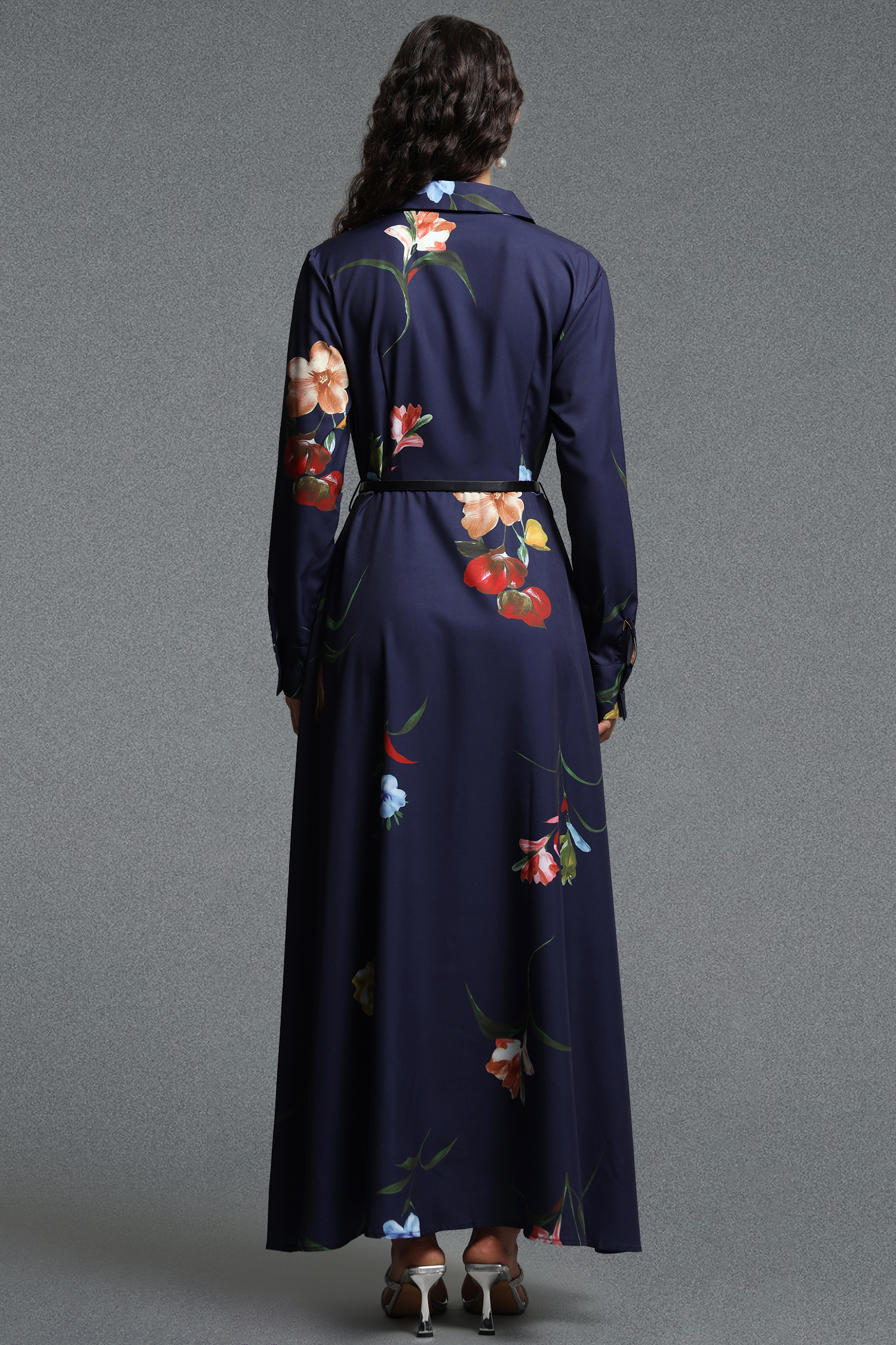 Salla Vintage Flowy Long Sleeve Floral Print Woven Maxi Dress