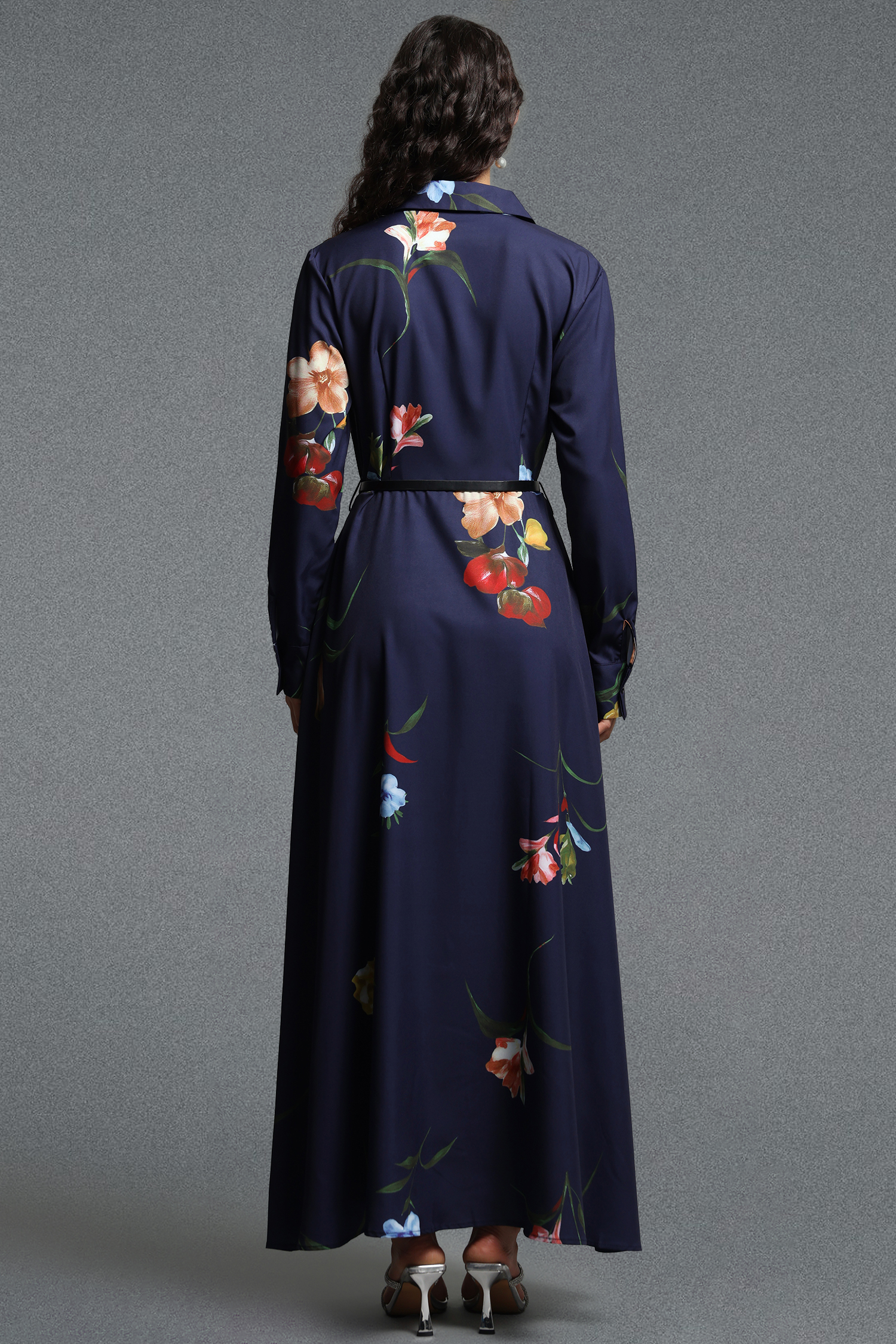 Salla Vintage Flowy Long Sleeve Floral Print Woven Maxi Dress