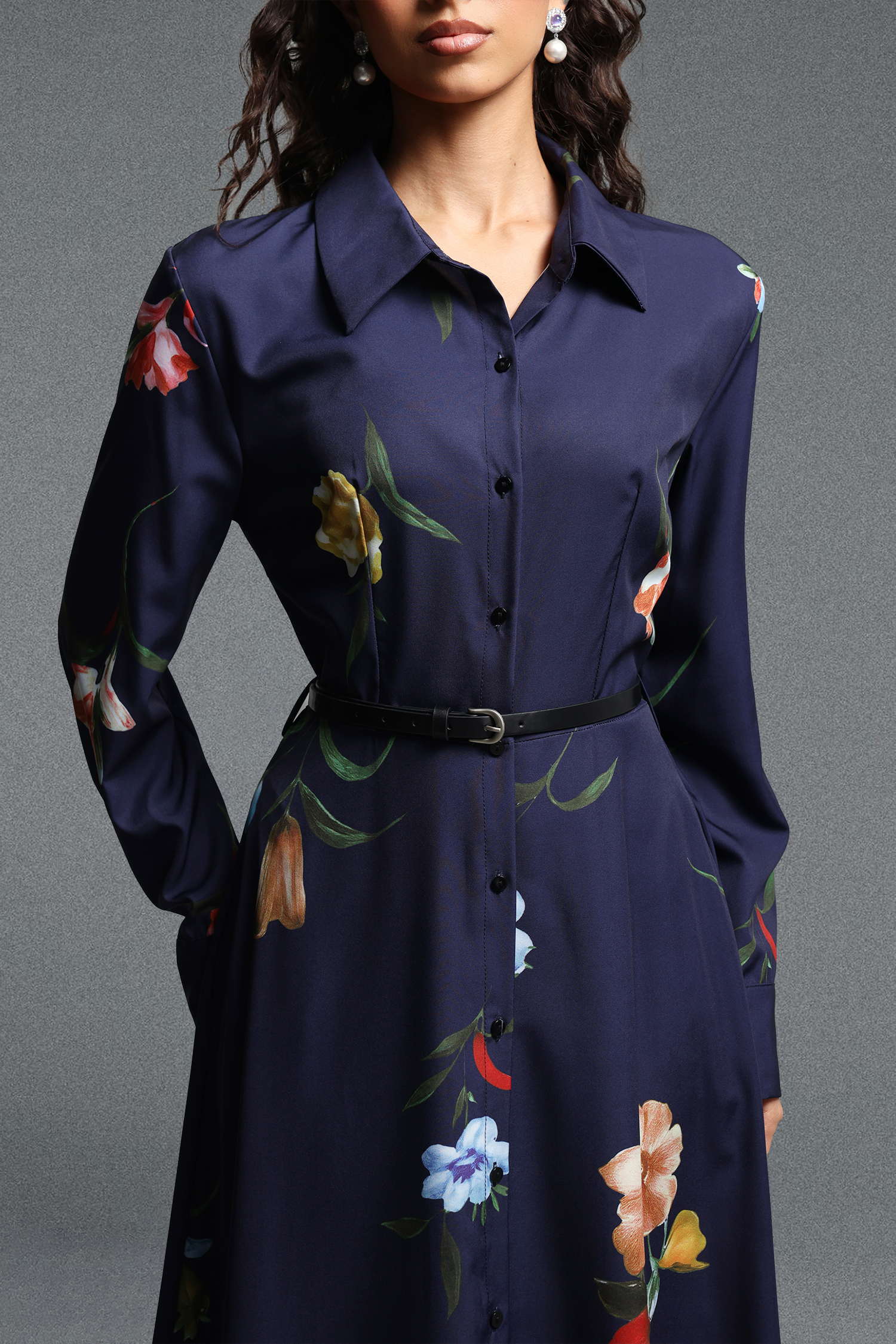 Salla Vintage Flowy Long Sleeve Floral Print Woven Maxi Dress