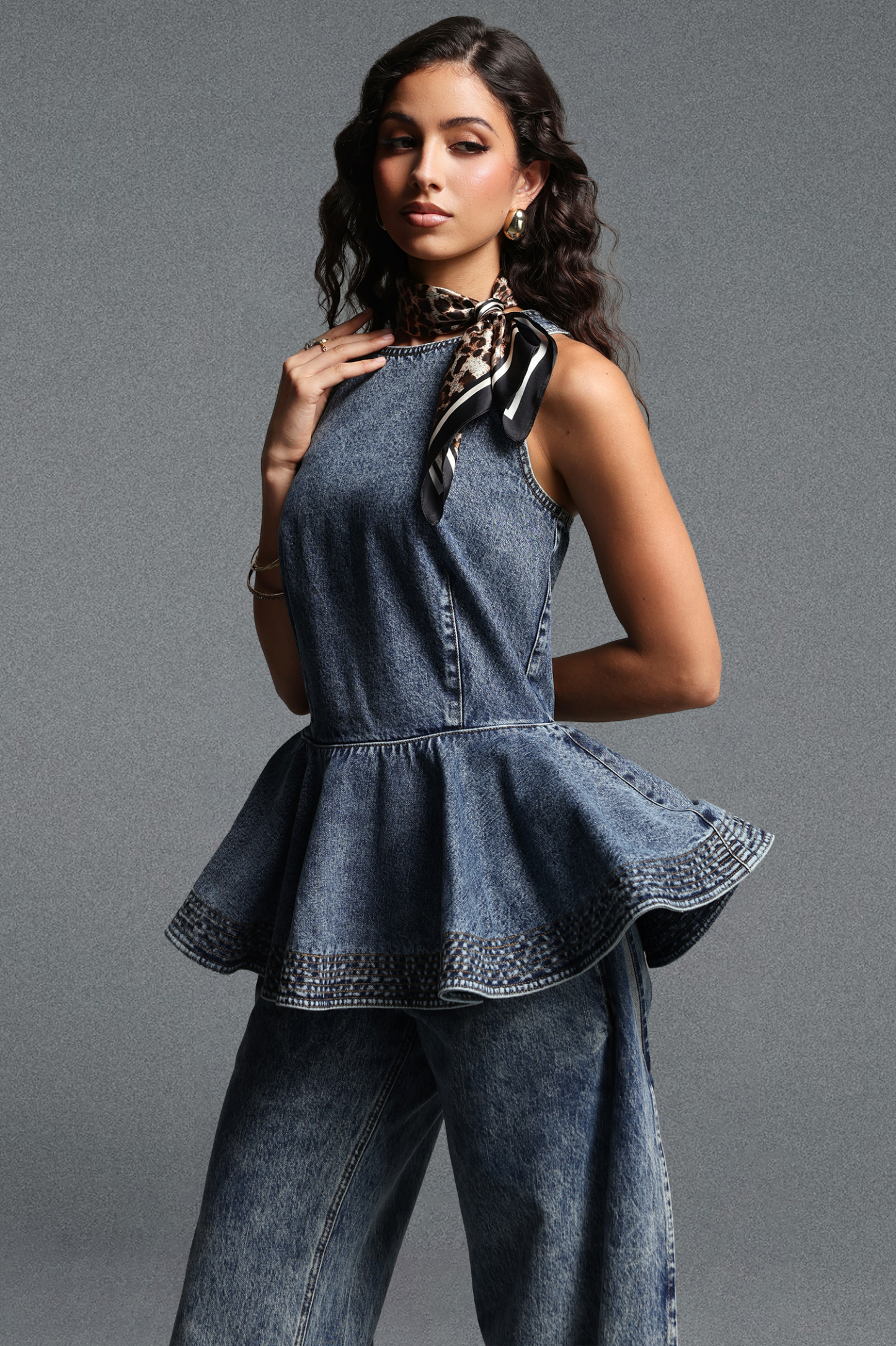 Vioky Chic Tailored Denim Top Or Pants