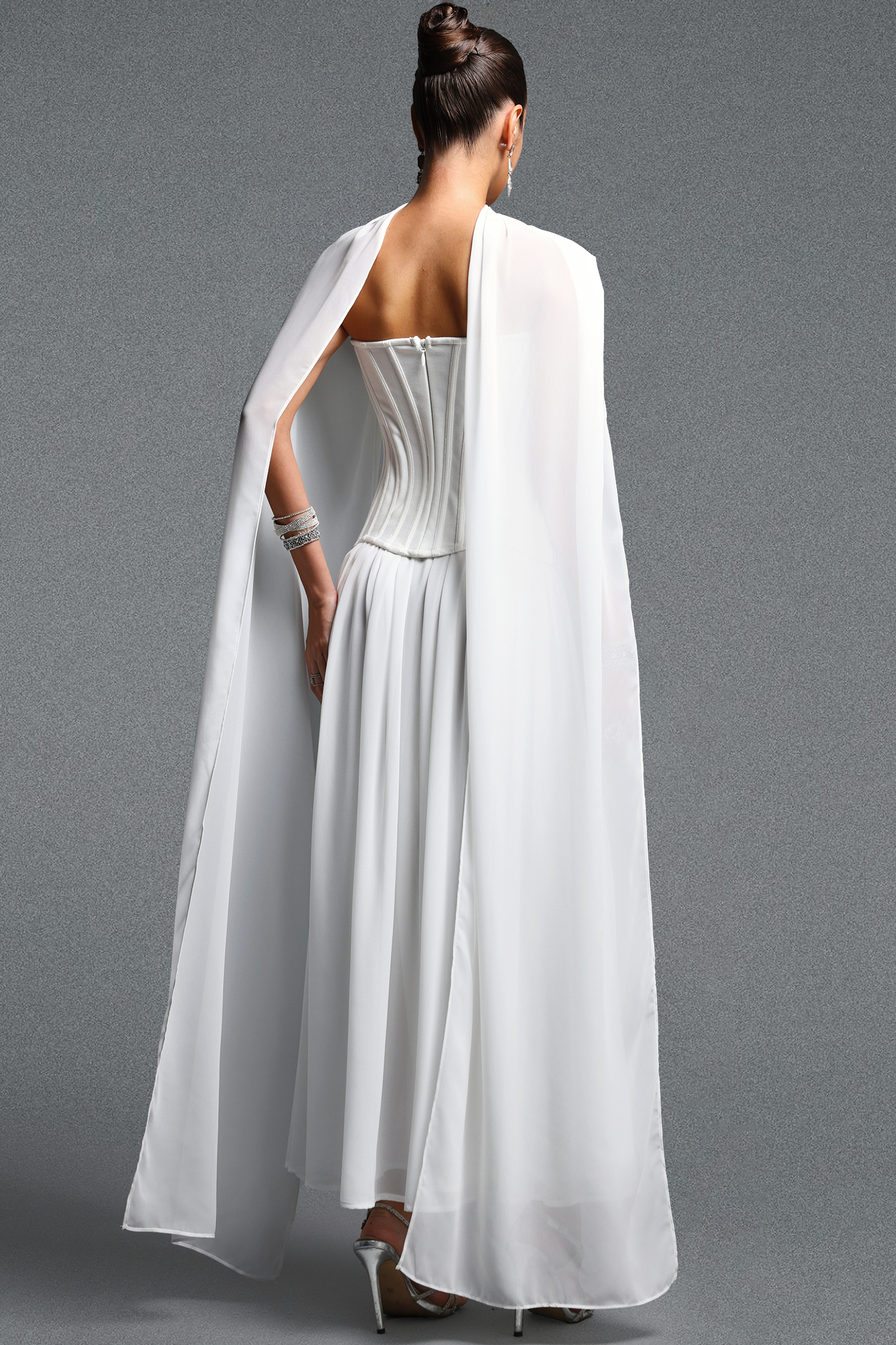 Nikki Elegant Flowy Sleeveless Rhinestone Ruched Bandage Top and Skirt Set