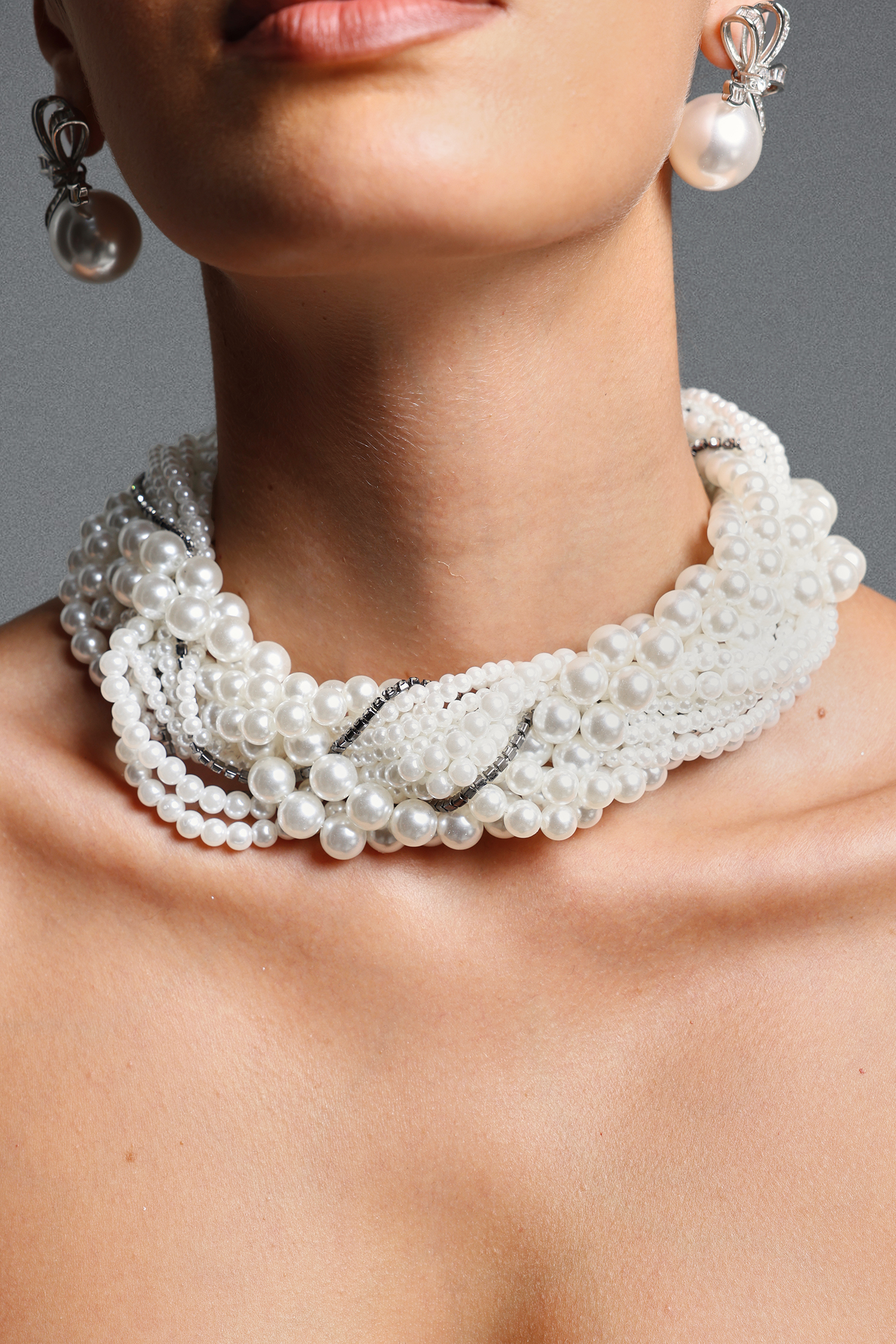 Vaonia Vintage Multi Layer Twisted Pearl Necklace