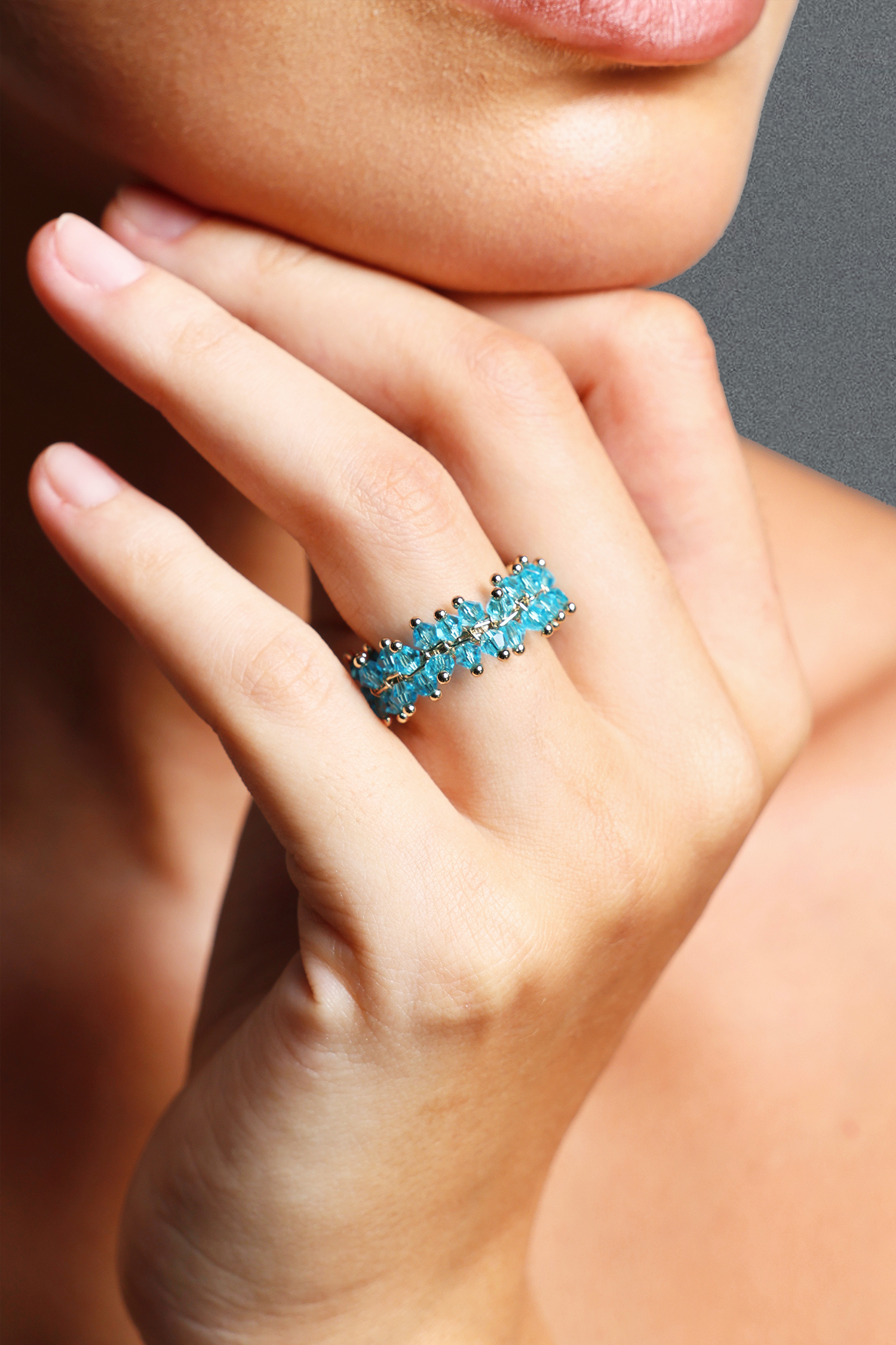 Kuhany Gorgeous Narrow  Rhinestone Ring