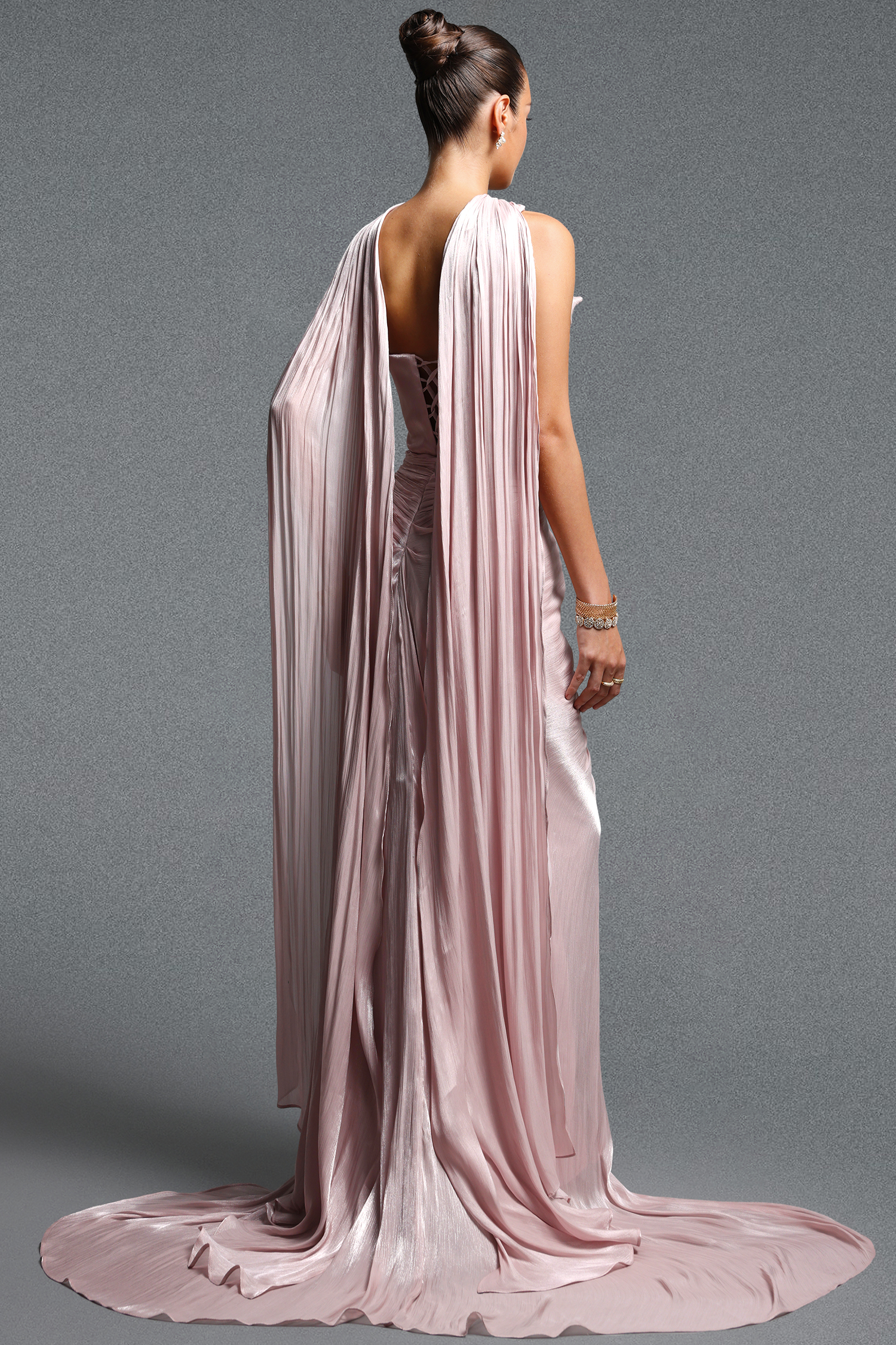 Parry Elegant Flowy Strapless Sleeveless Ruched Maxi Dress