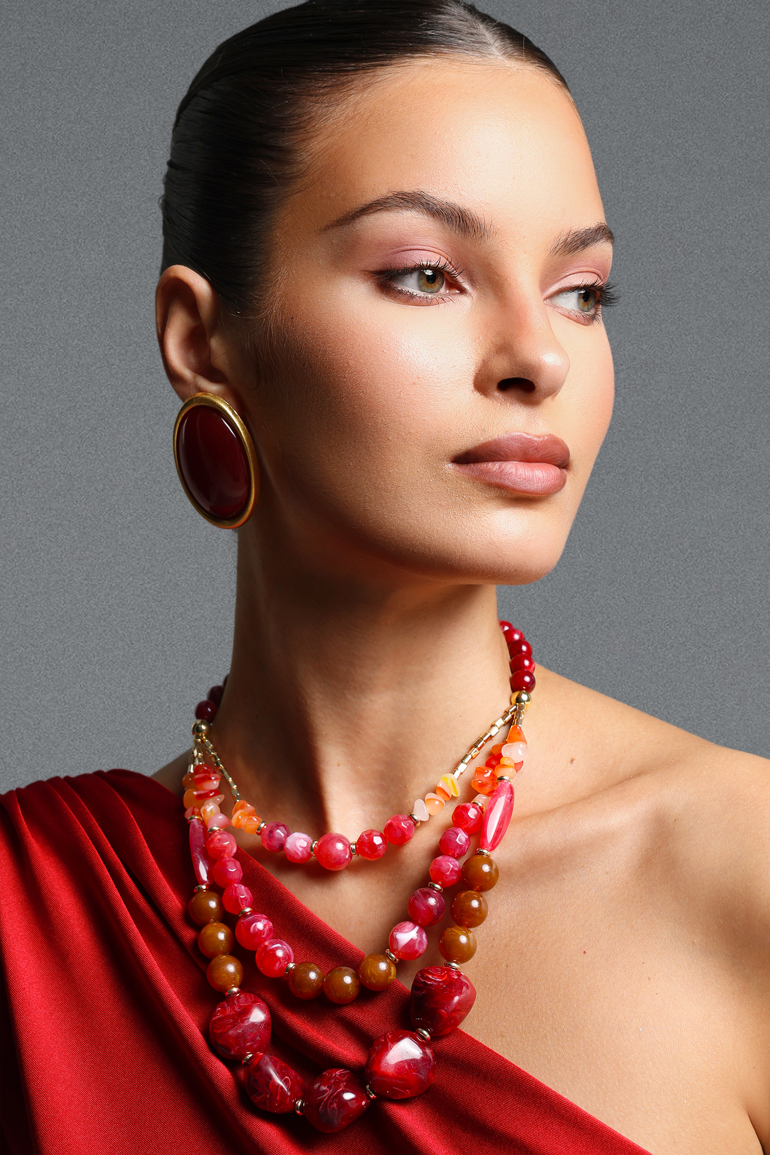 Omega Vintage Multi Layer Irregular Beaded Necklace