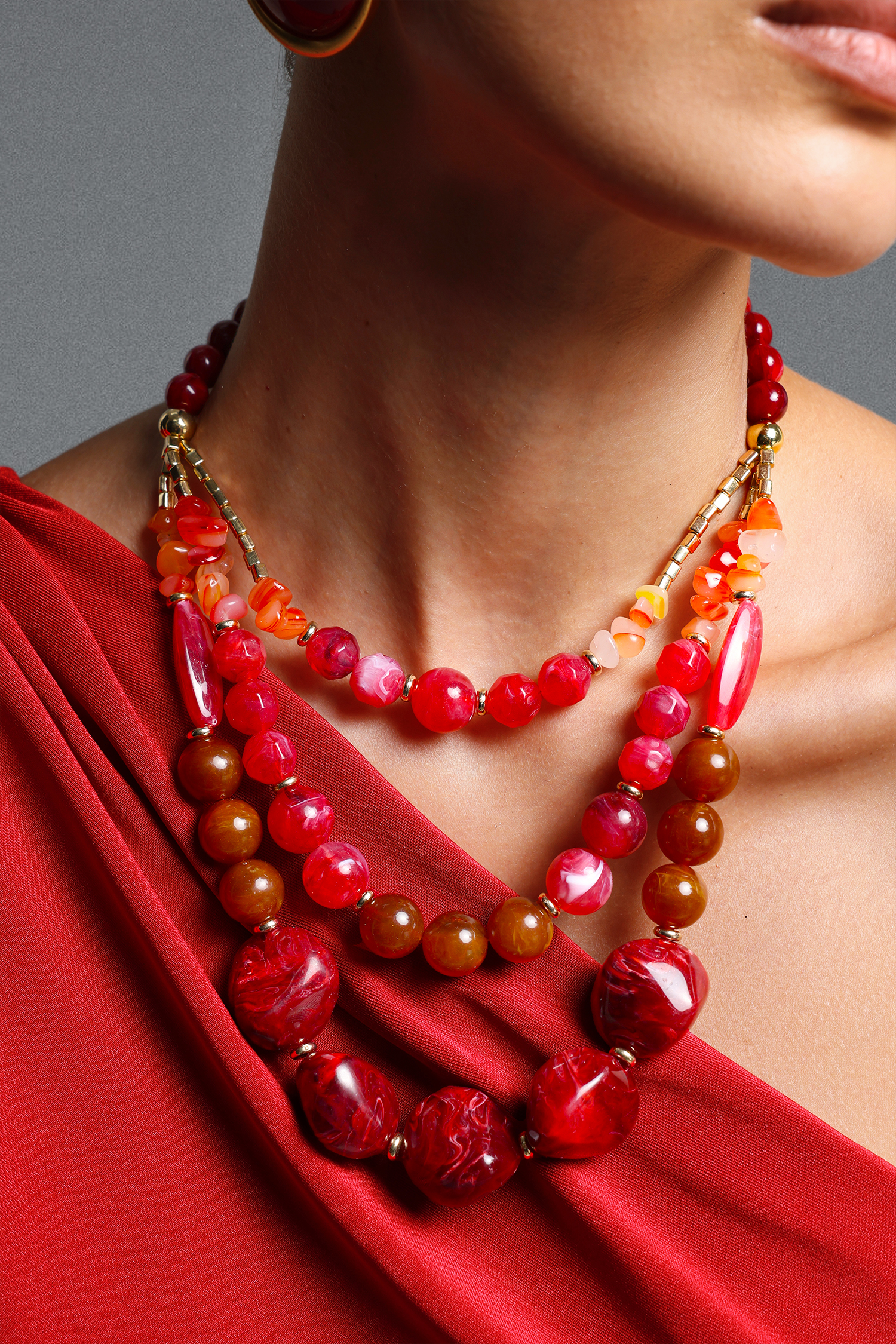 Omega Vintage Multi Layer Irregular Beaded Necklace