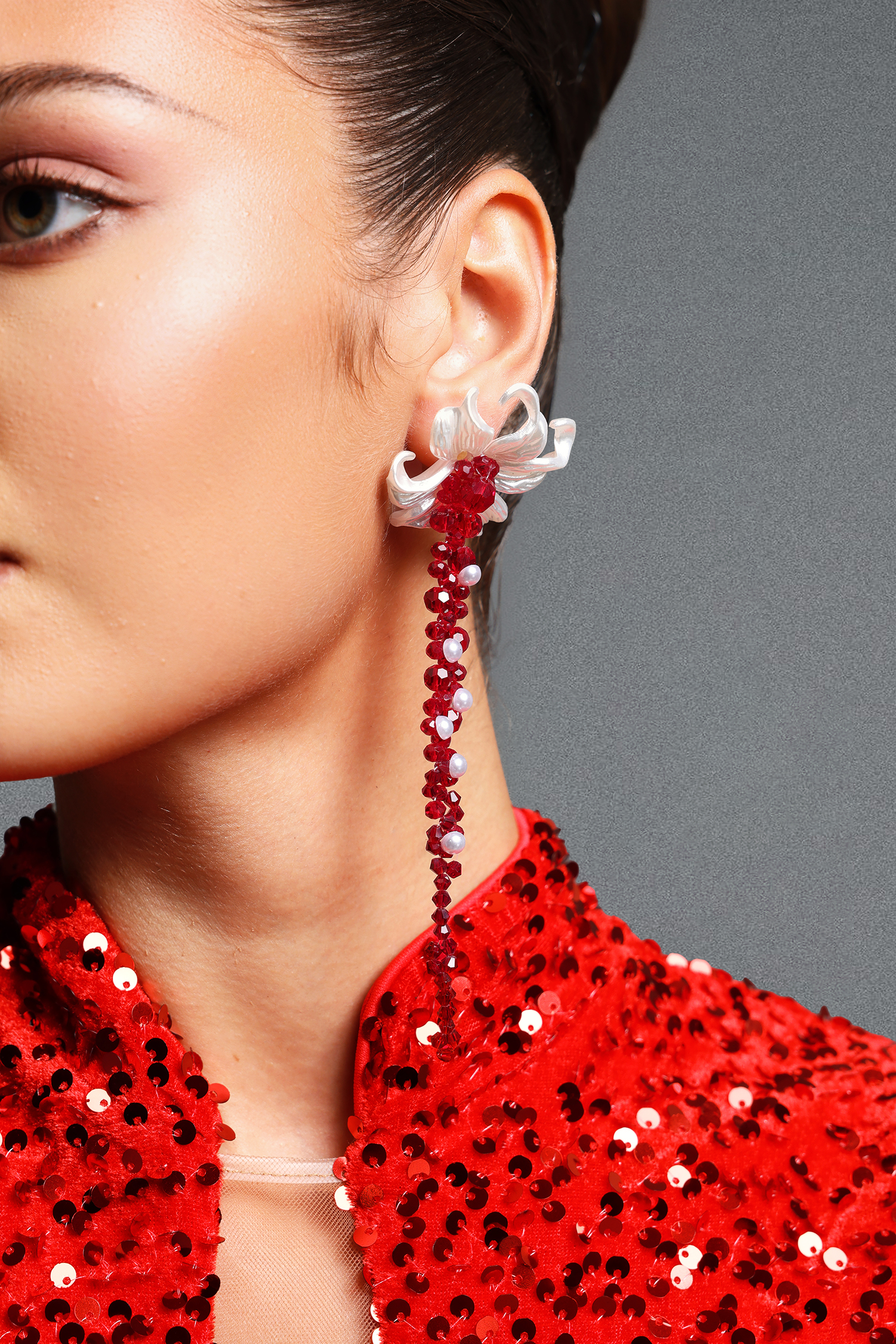 Xanty Vintage Flower Beaded Pearl Tassel Earrings