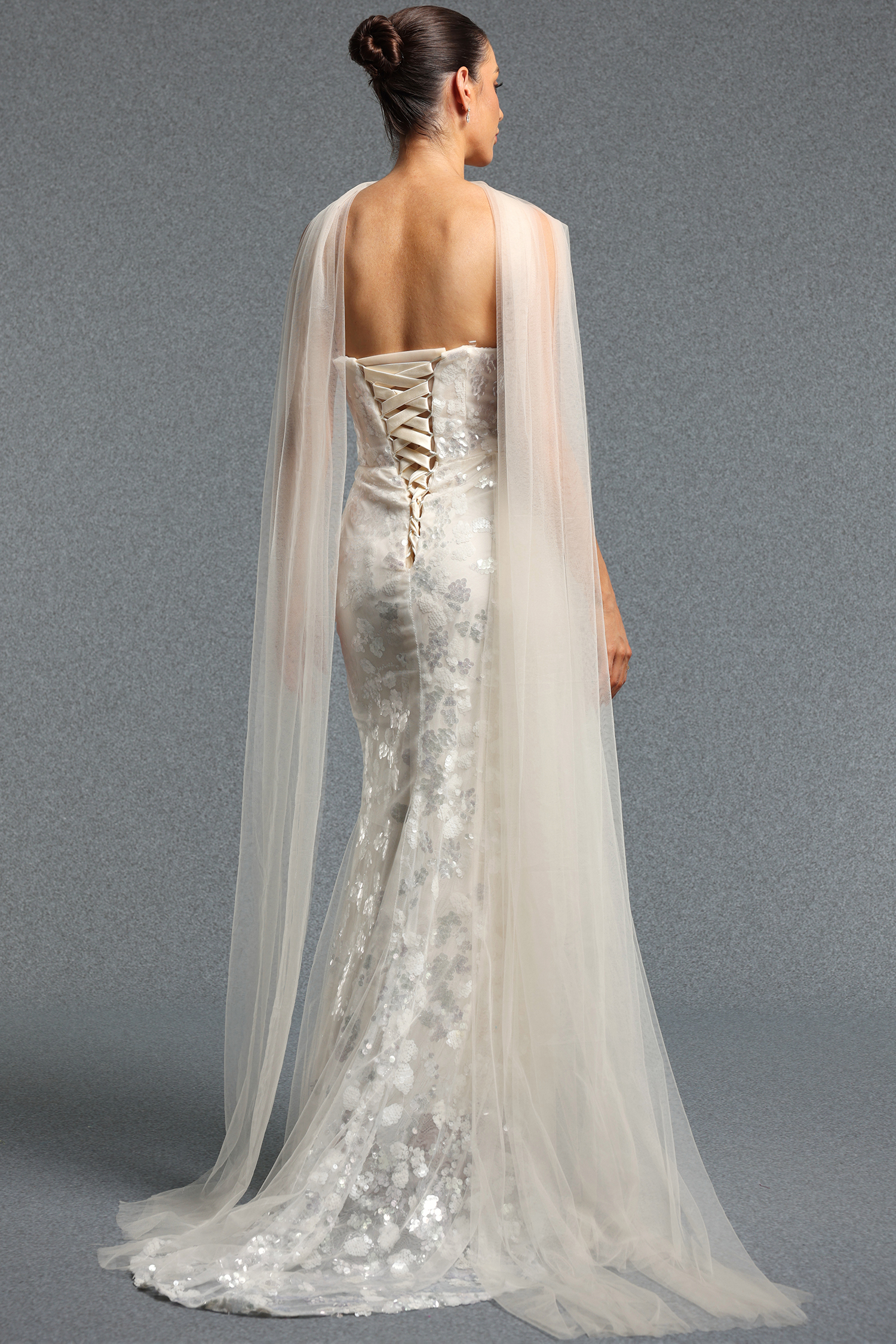 Sucia Classic Strapless Floral Tulle Mermaid Maxi Dress With Train