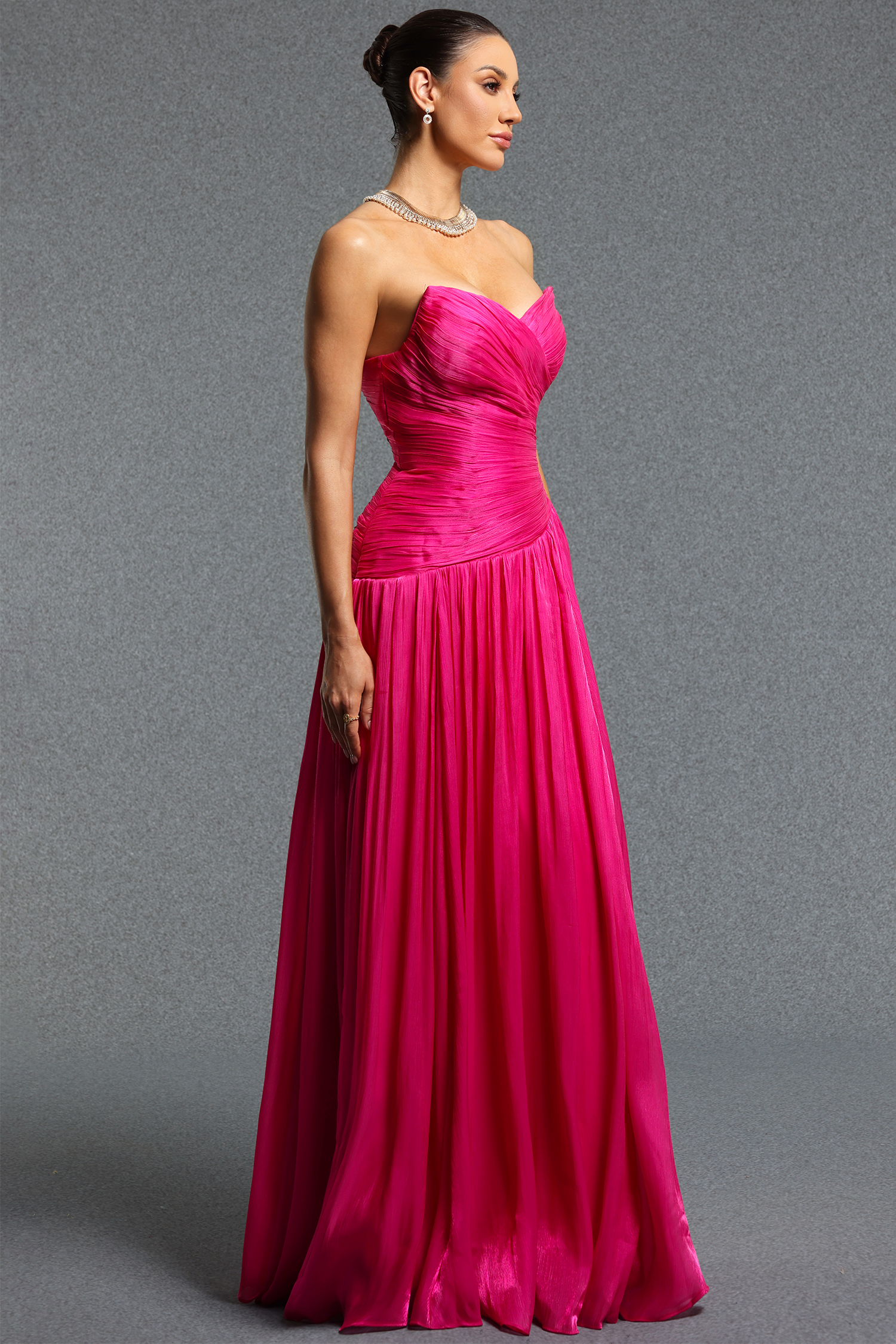 Emory Classic Strapless Sleeveless Ruched Maxi Dress