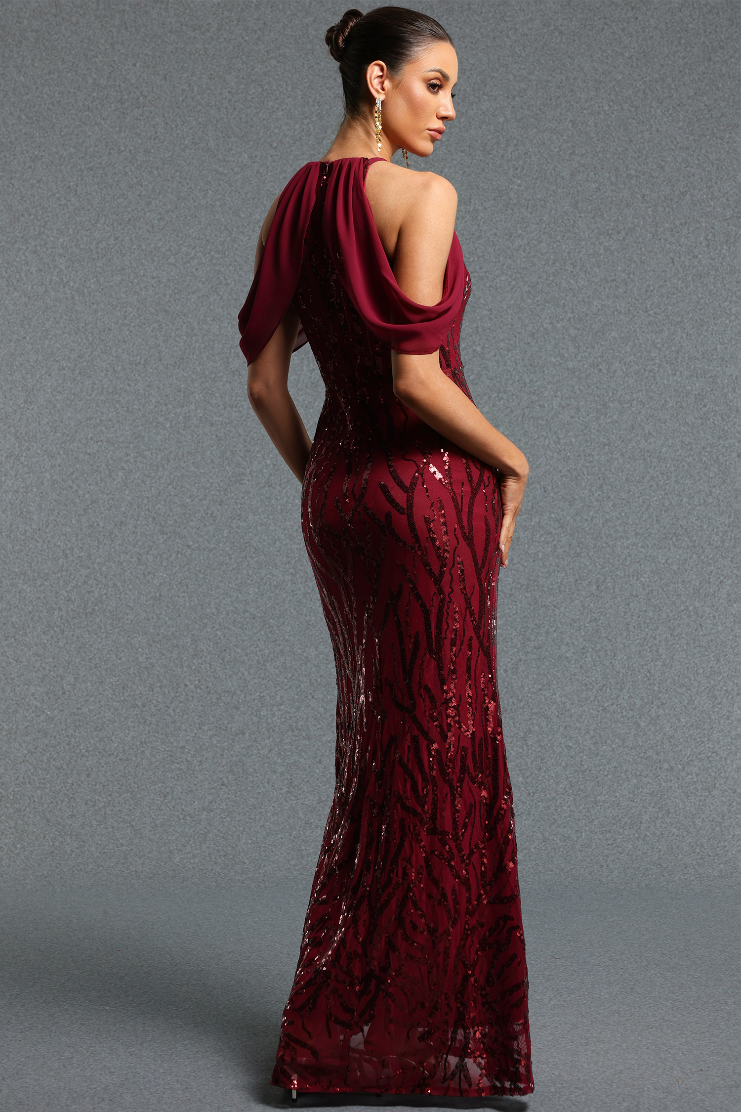 Lave Classic Halter Sequin Slit Maxi Dress