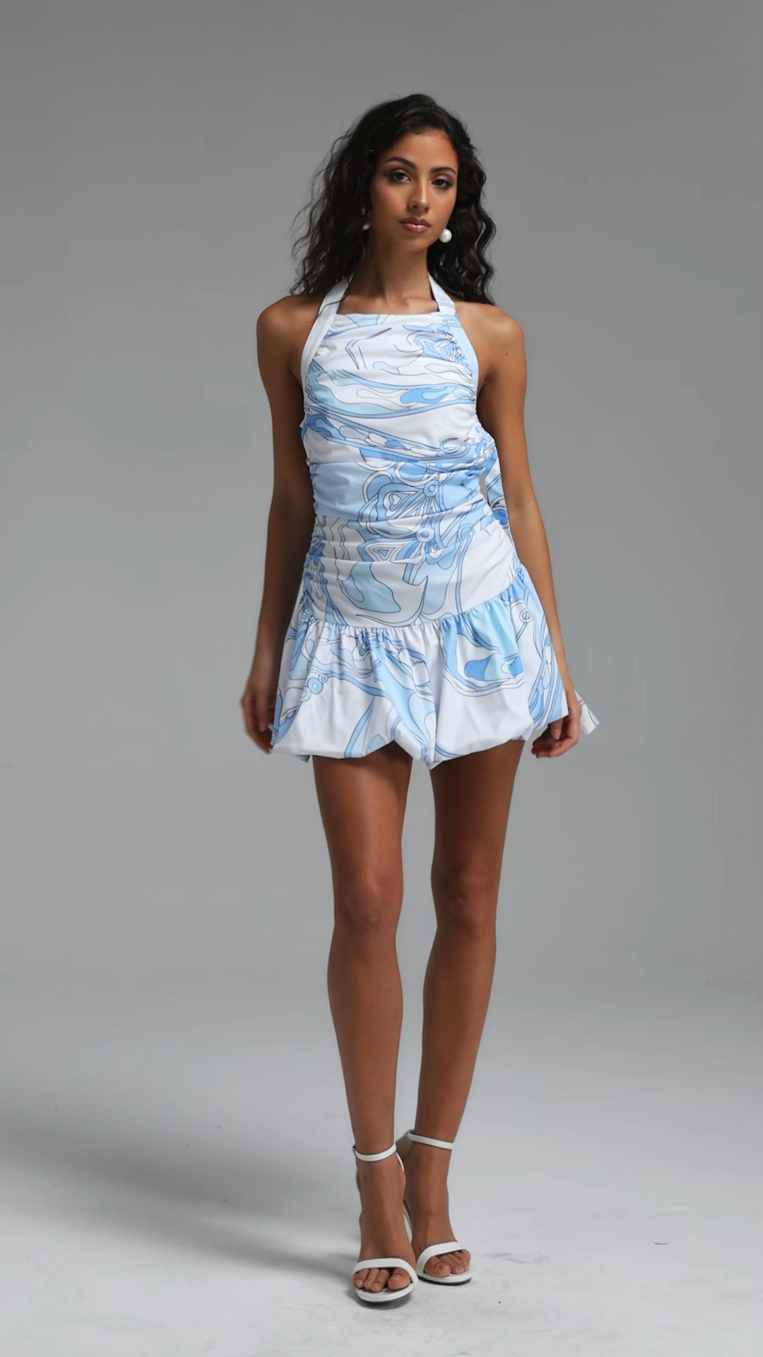 Suly Chic Cinched Sleeveless Print Woven Mini Dress