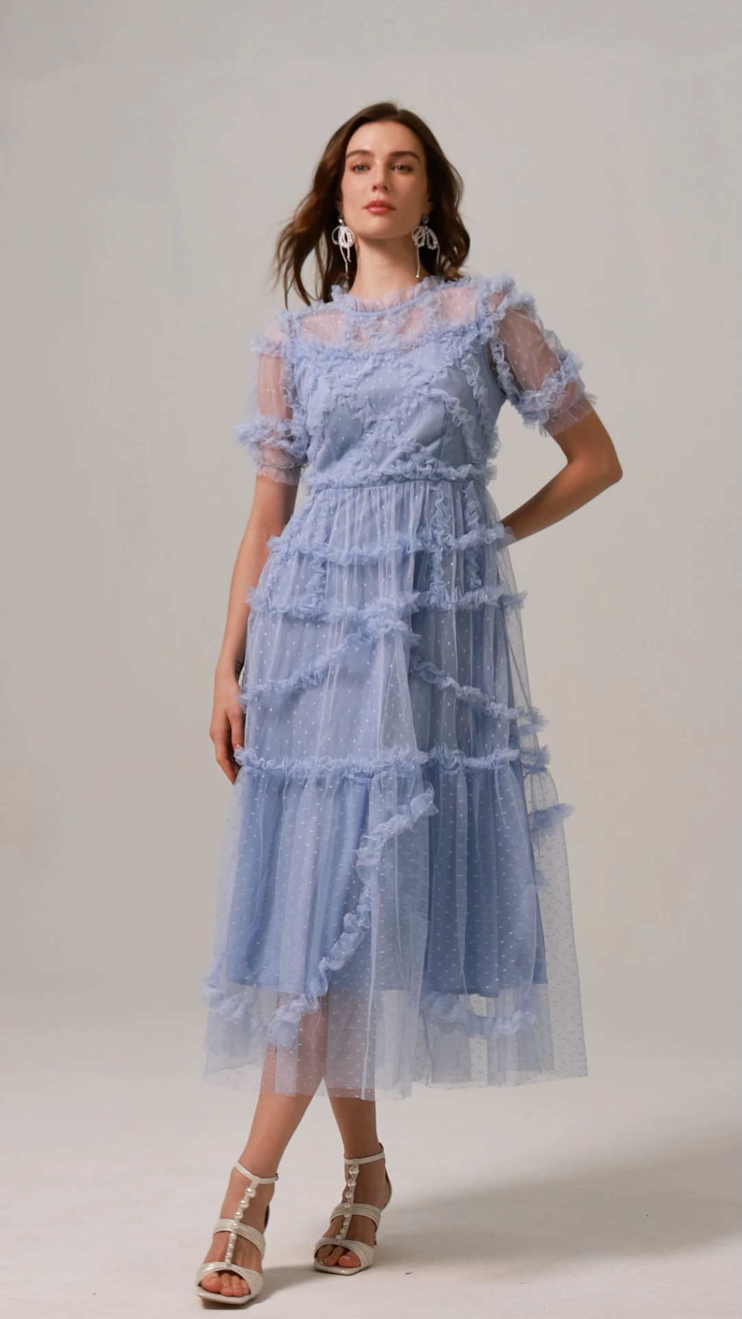 Tessy Short Sleeve Folds Maxi Dress