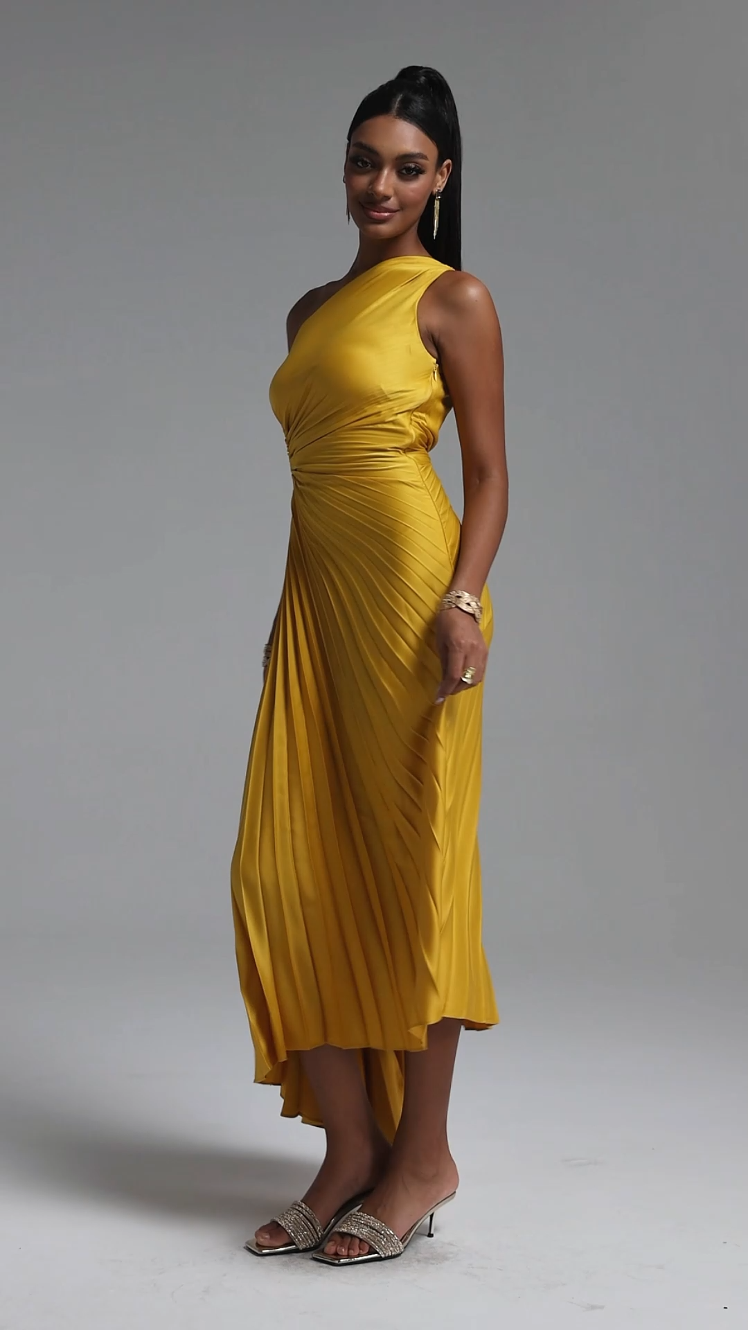 Mindi One Shoulder Sleeveless Hollow Maxi Dress