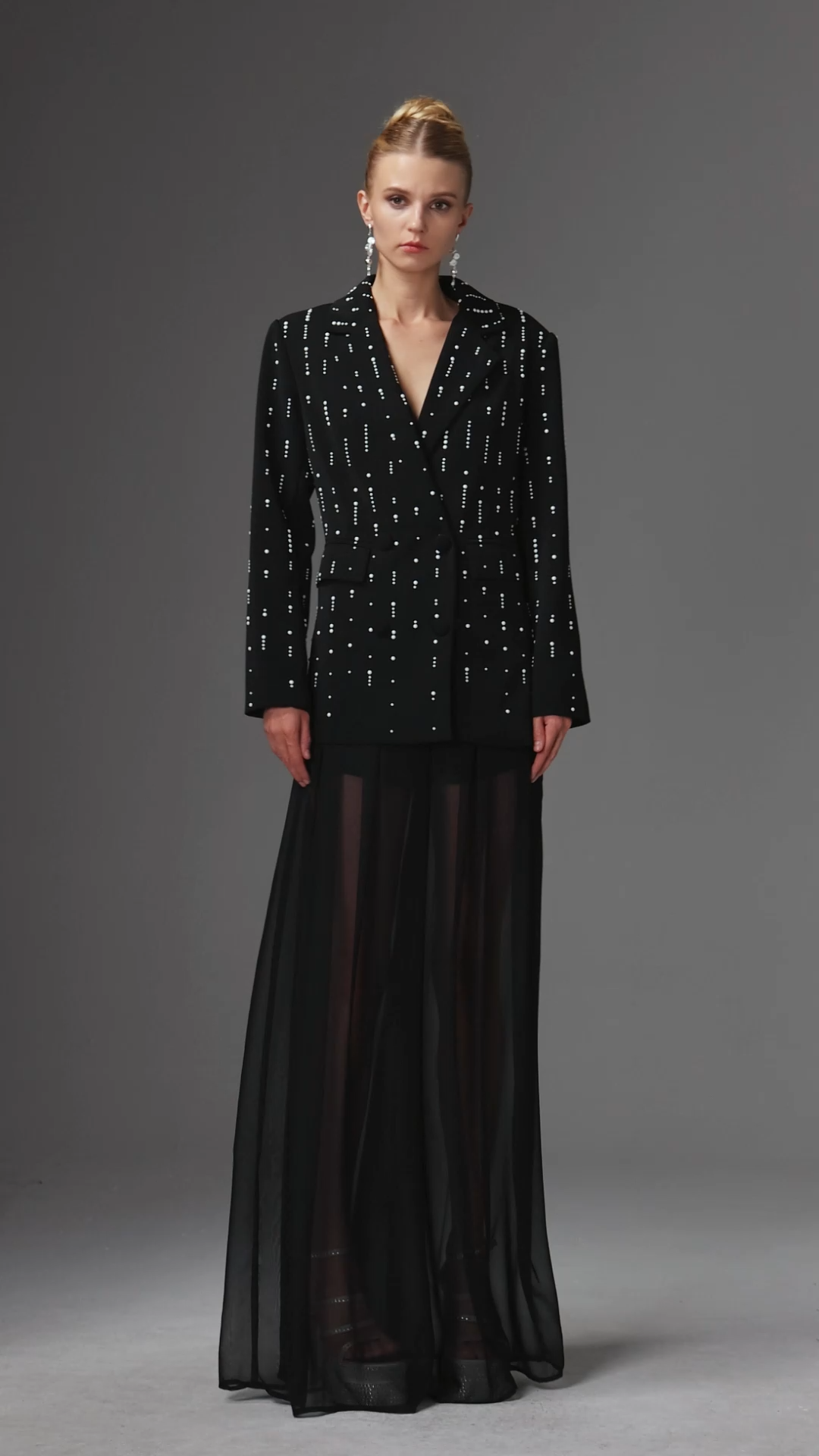 Sabrana Classic Tailored Long Sleeve Polka Dot Blazer