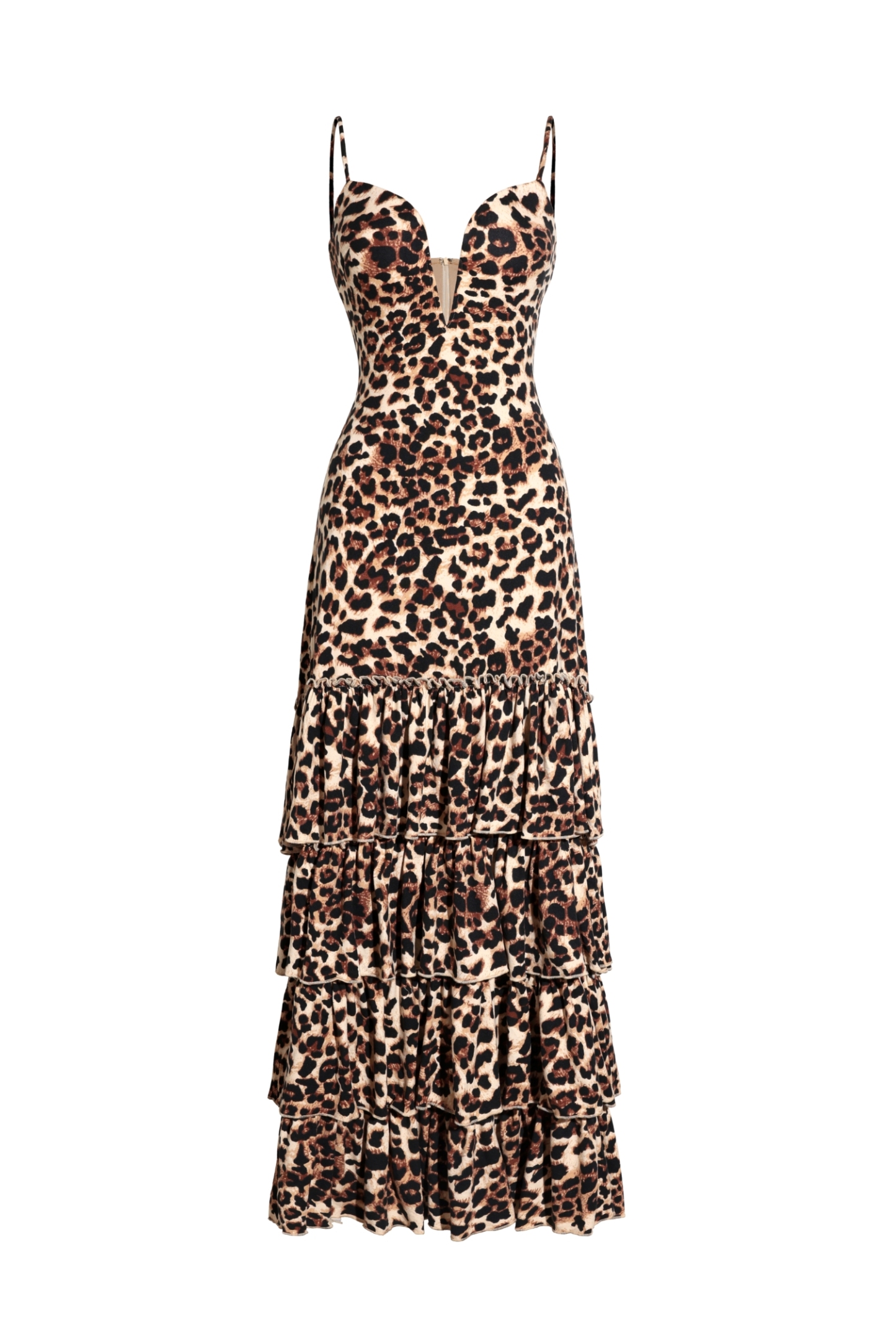 Zambezi Deep-V Sleeveless Ruffled Backless Maxi Dress