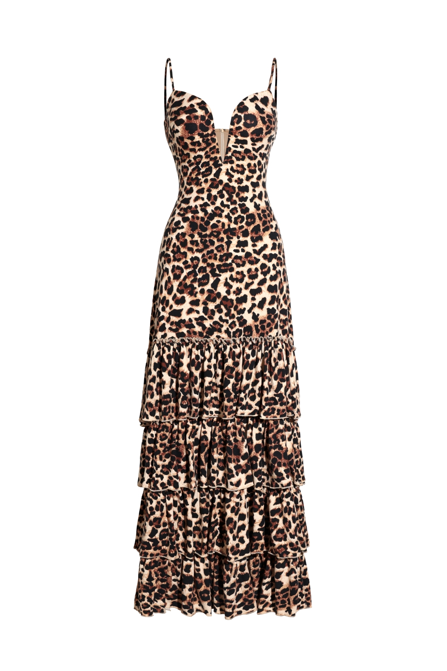 Zambezi Deep-V Sleeveless Ruffled Backless Maxi Dress