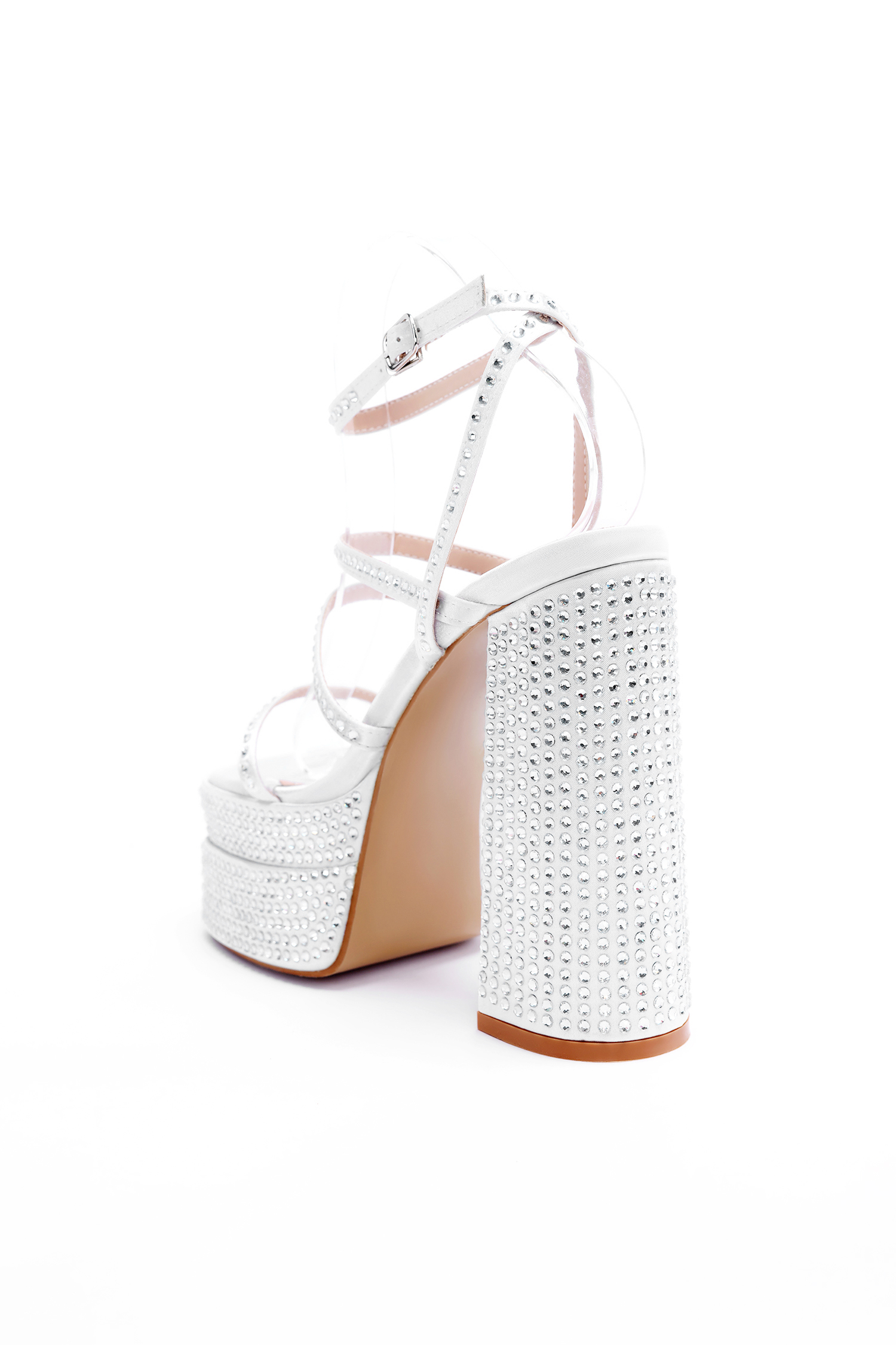 Thick heel platform rhinestone high heels