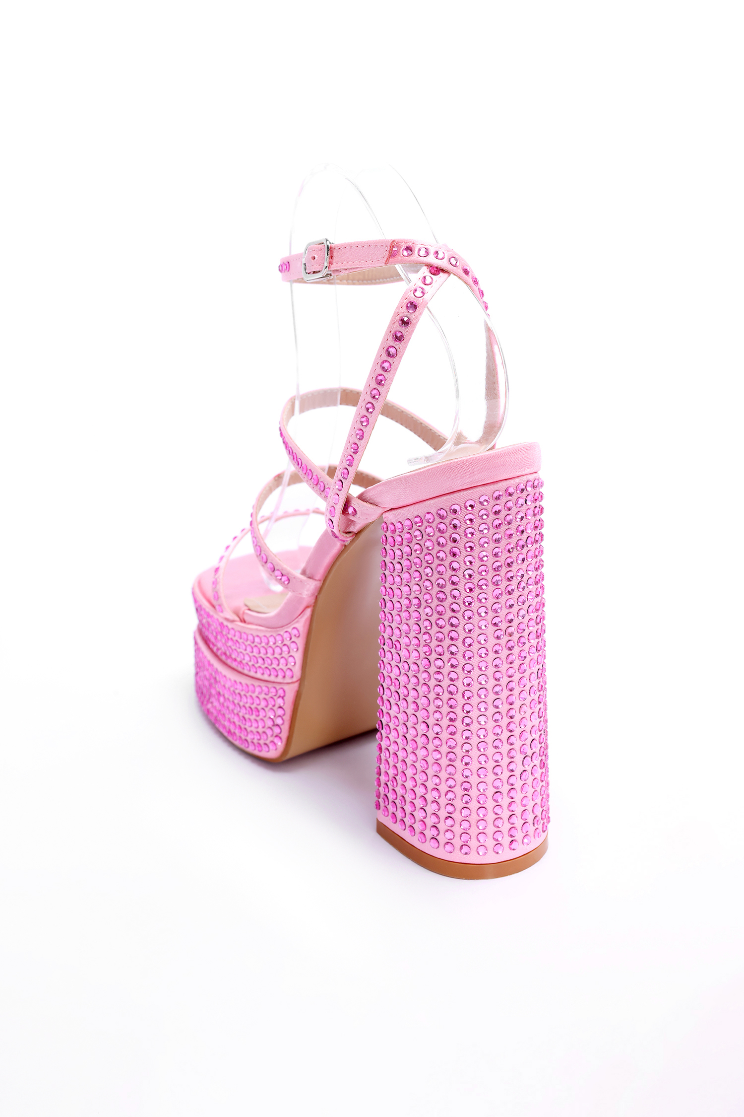 Thick heel platform rhinestone high heels