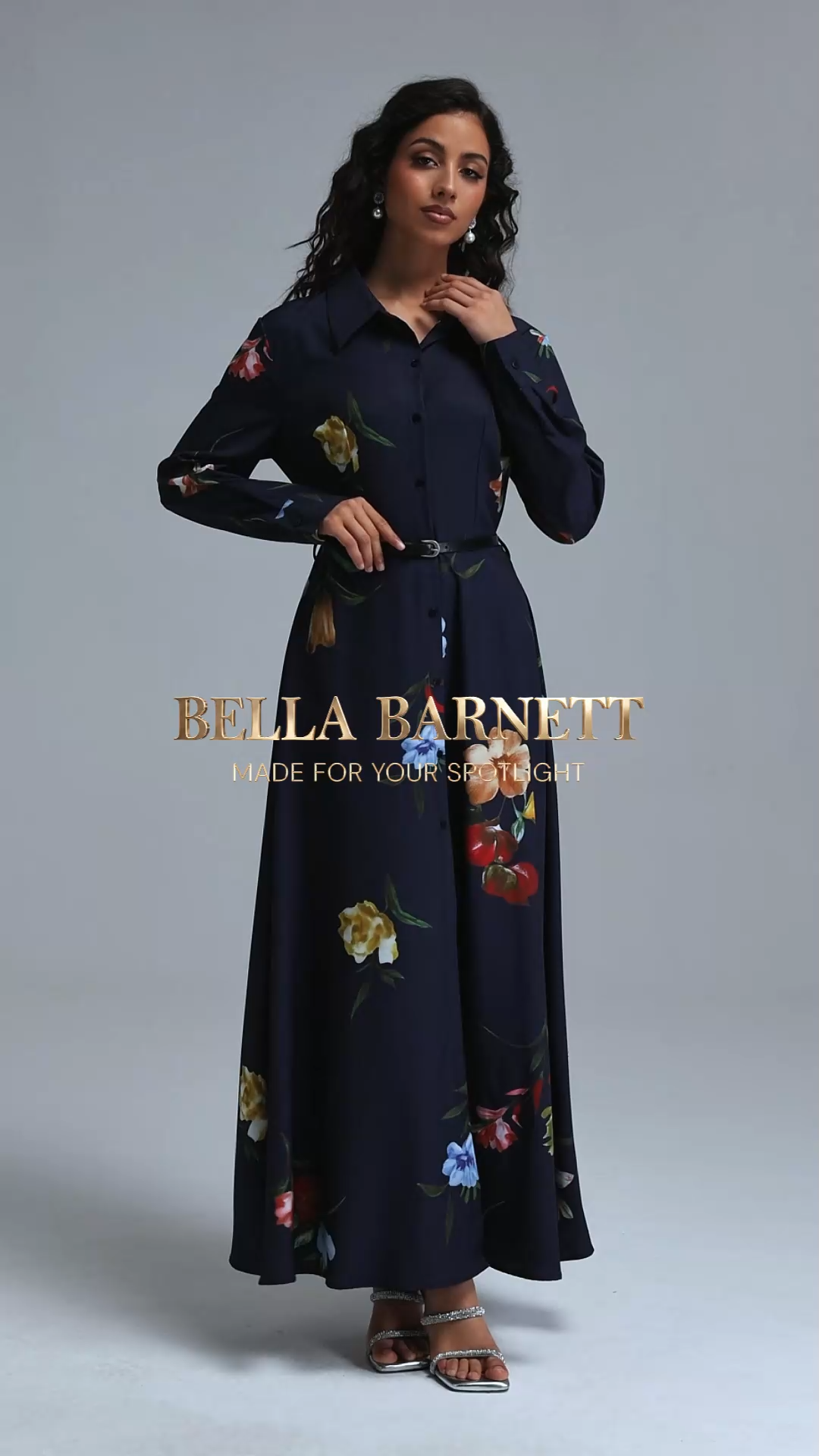 Salla Vintage Flowy Long Sleeve Floral Print Woven Maxi Dress