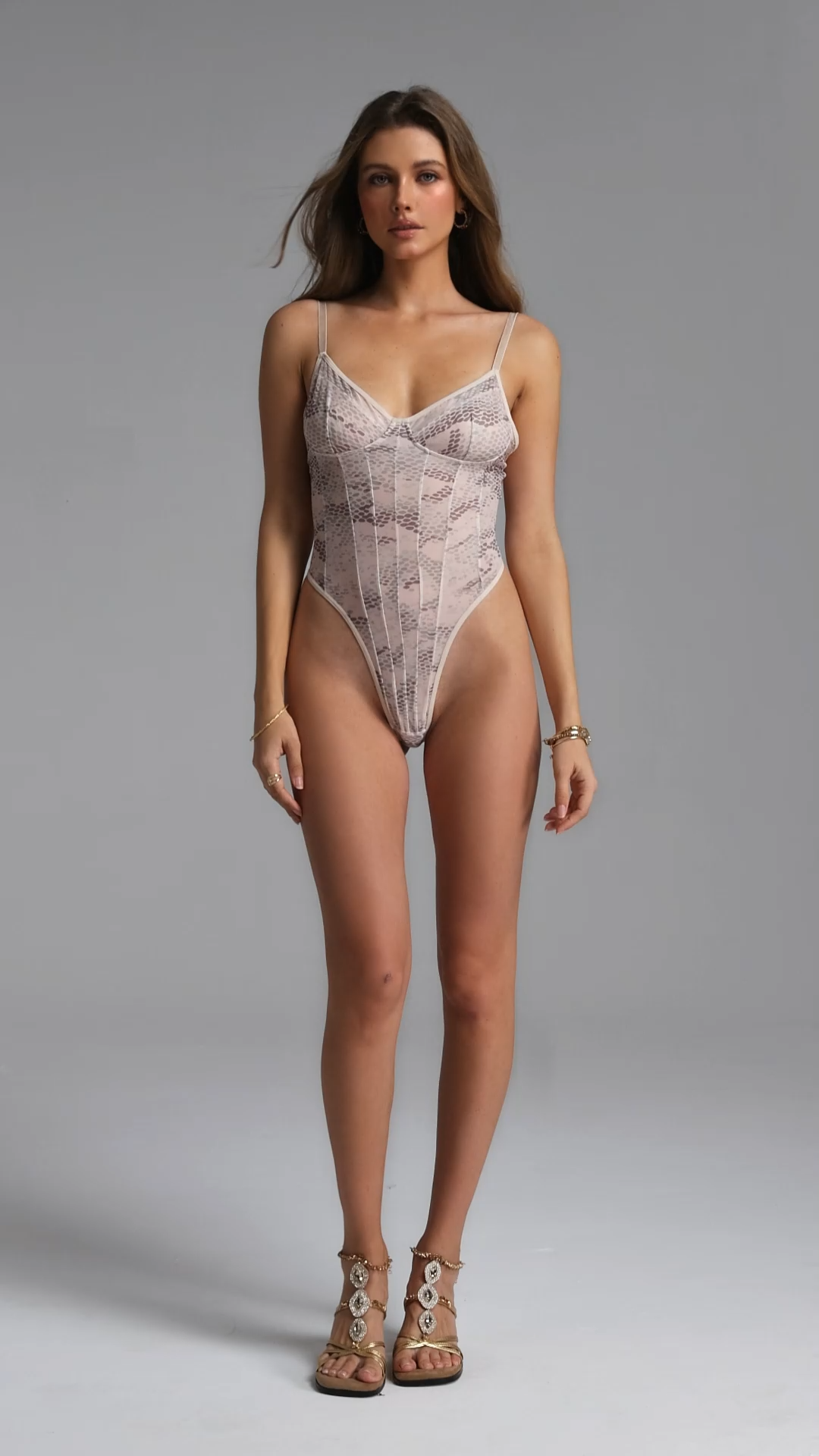 Labiny Sexy Contour Snake Print One Piece Swimsuit