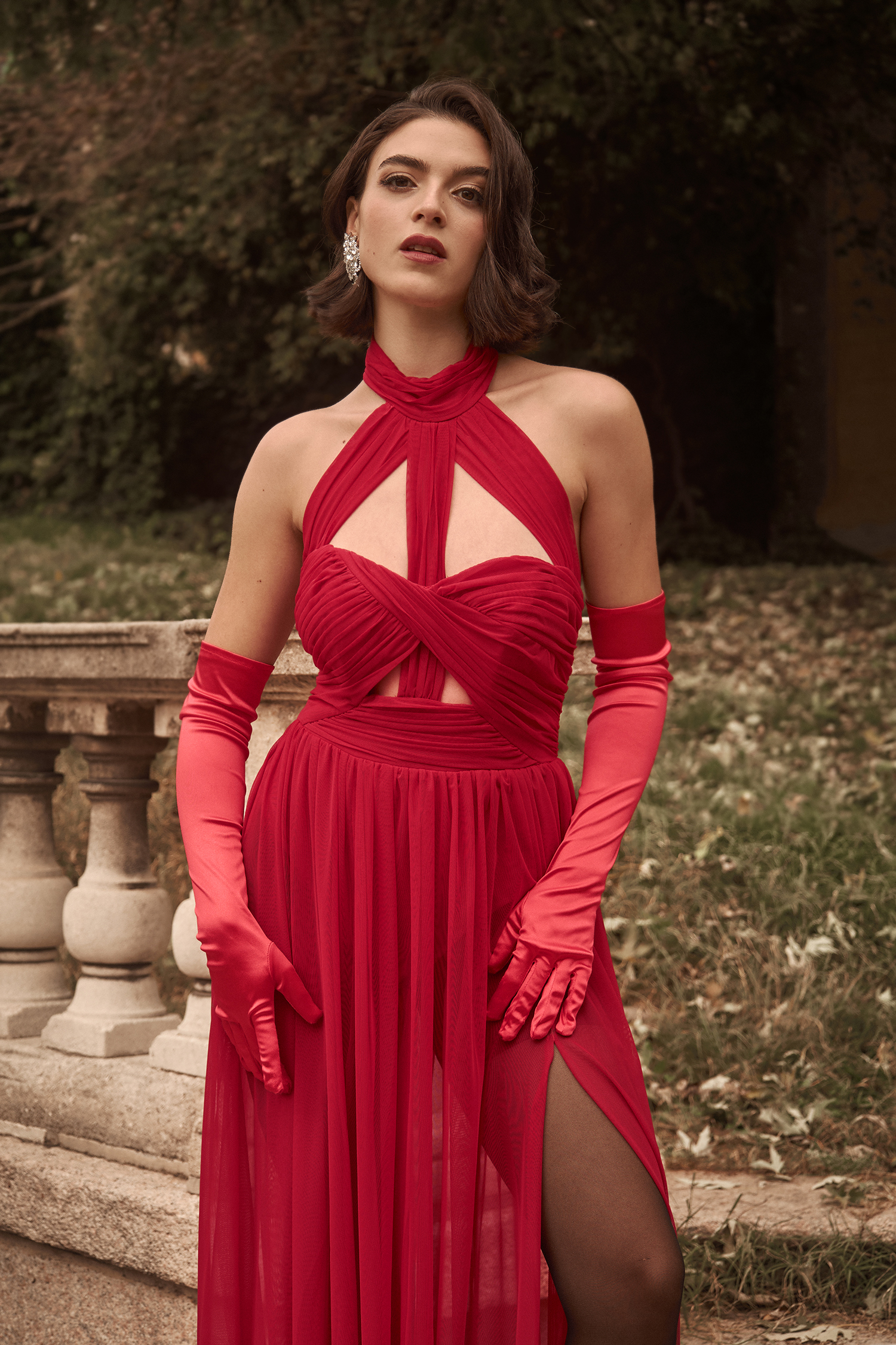 Tesare Halter Sleeveless Hollow Out Maxi Dress