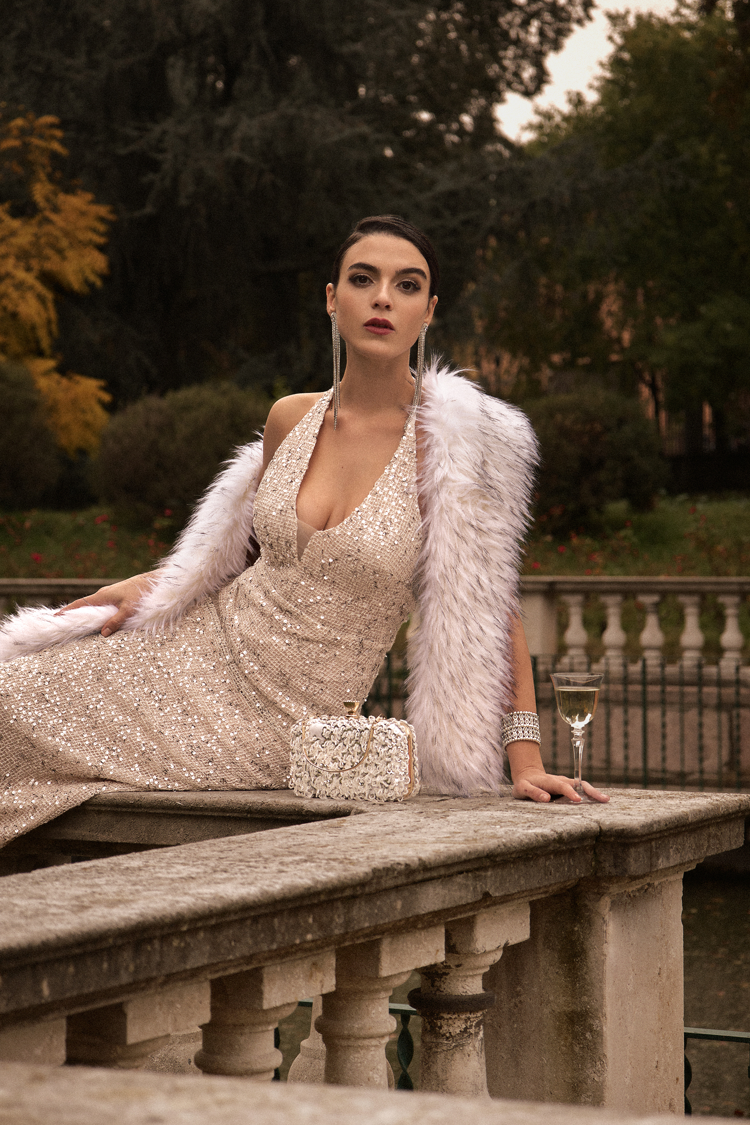 Ibbie Halter Sleeveless V-Neck Diamond Maxi Dress