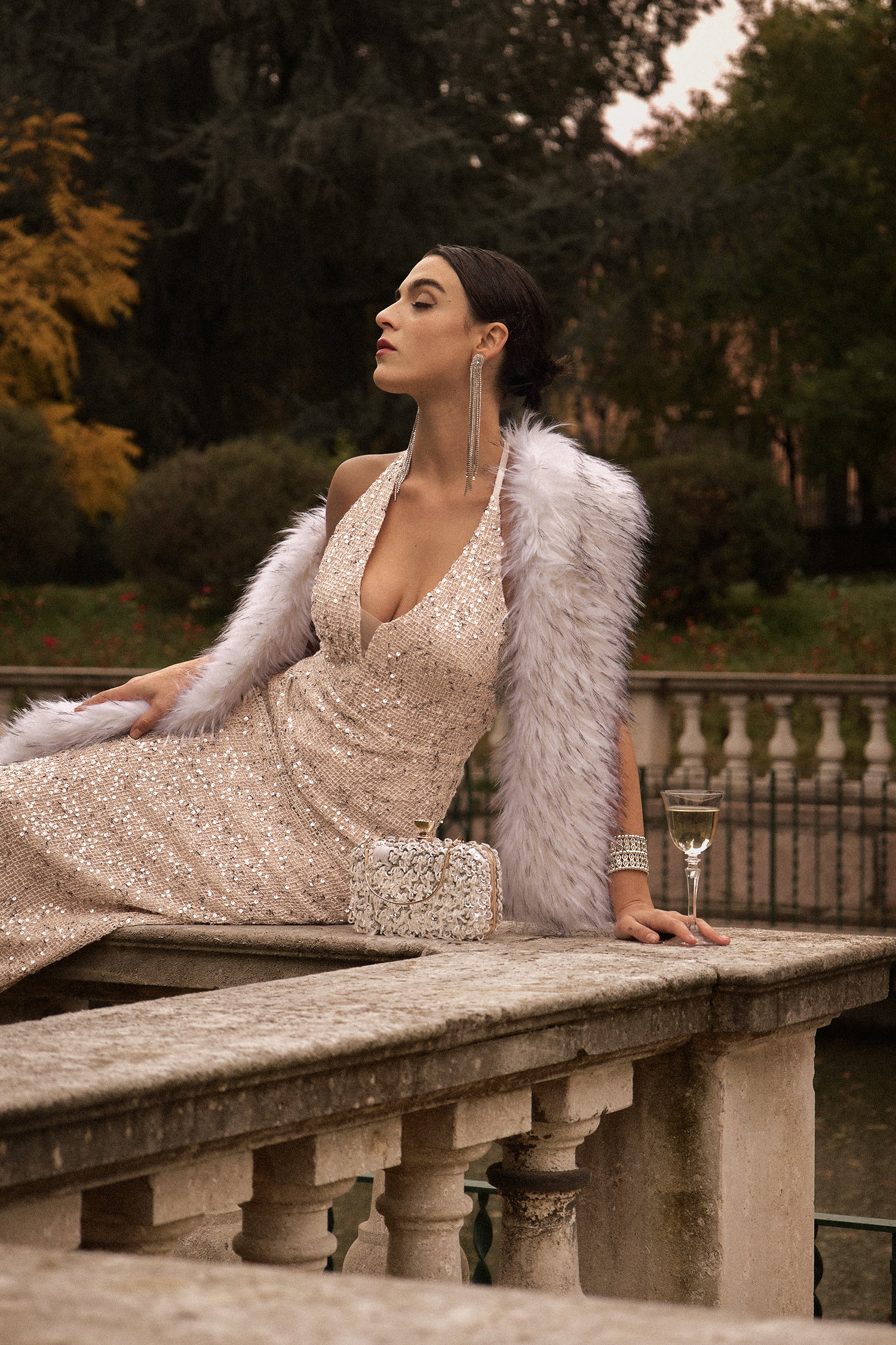 Ibbie Halter Sleeveless V-Neck Diamond Maxi Dress – Bellabarnett