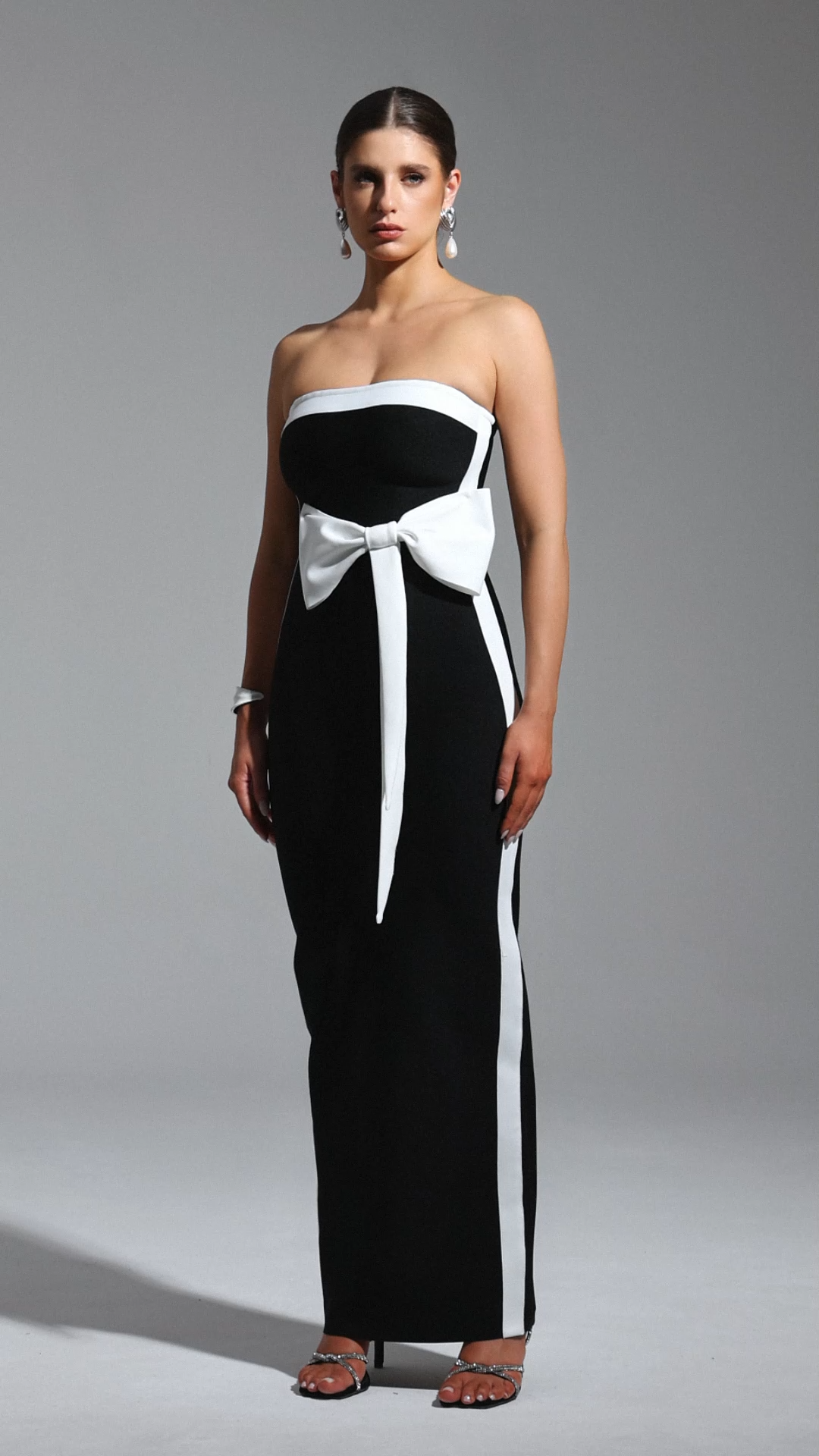 Sling Bandage Strapless Bow Maxi Dress