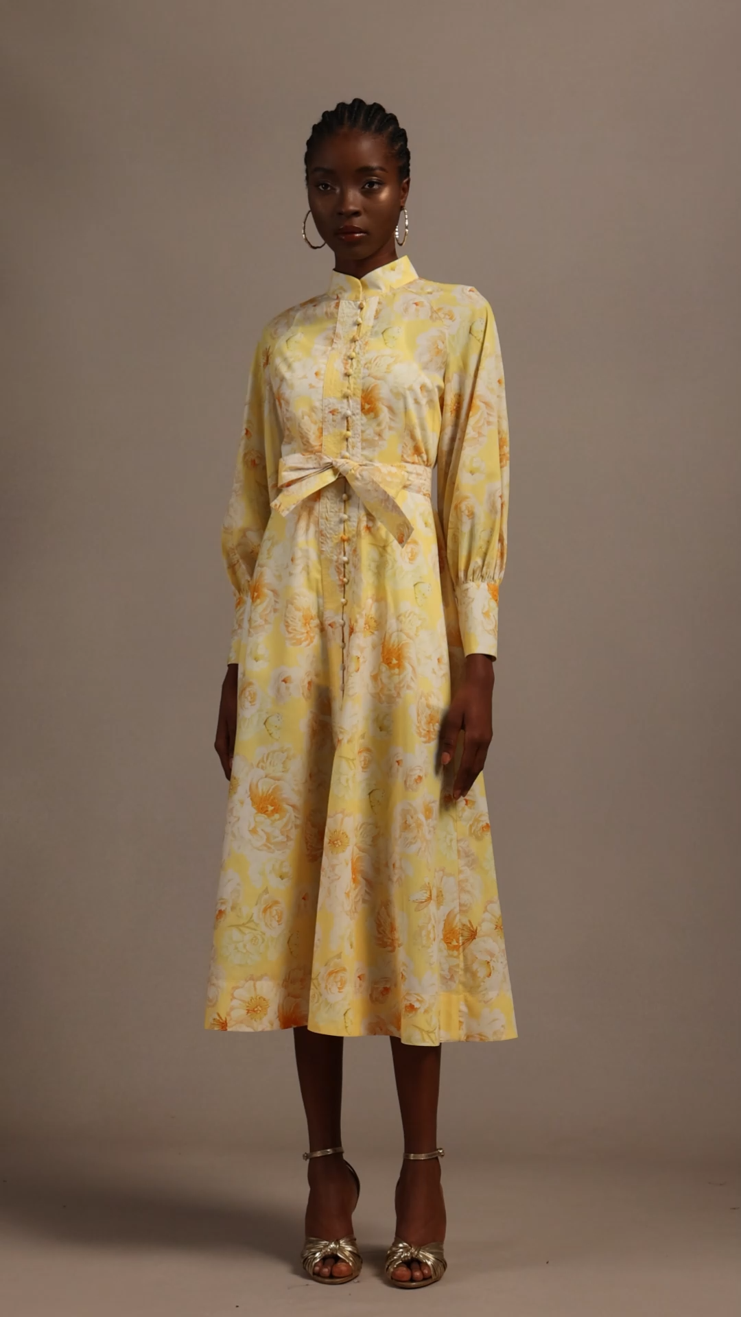 Lane Resort Flowy Long Sleeve Floral Printed Chiffon Maxi Dress