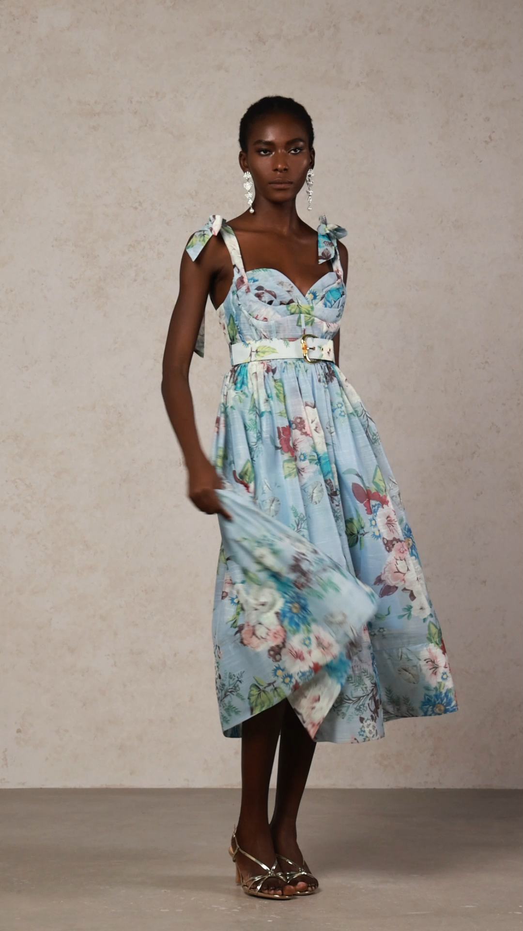 Metta Floral Printed Halter Midi Dress