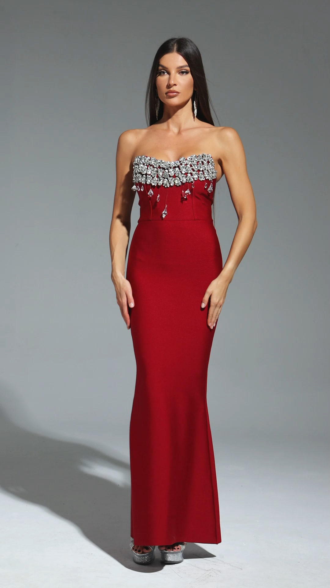 Plume Sleeveless Diamond Bandage Maxi Dress