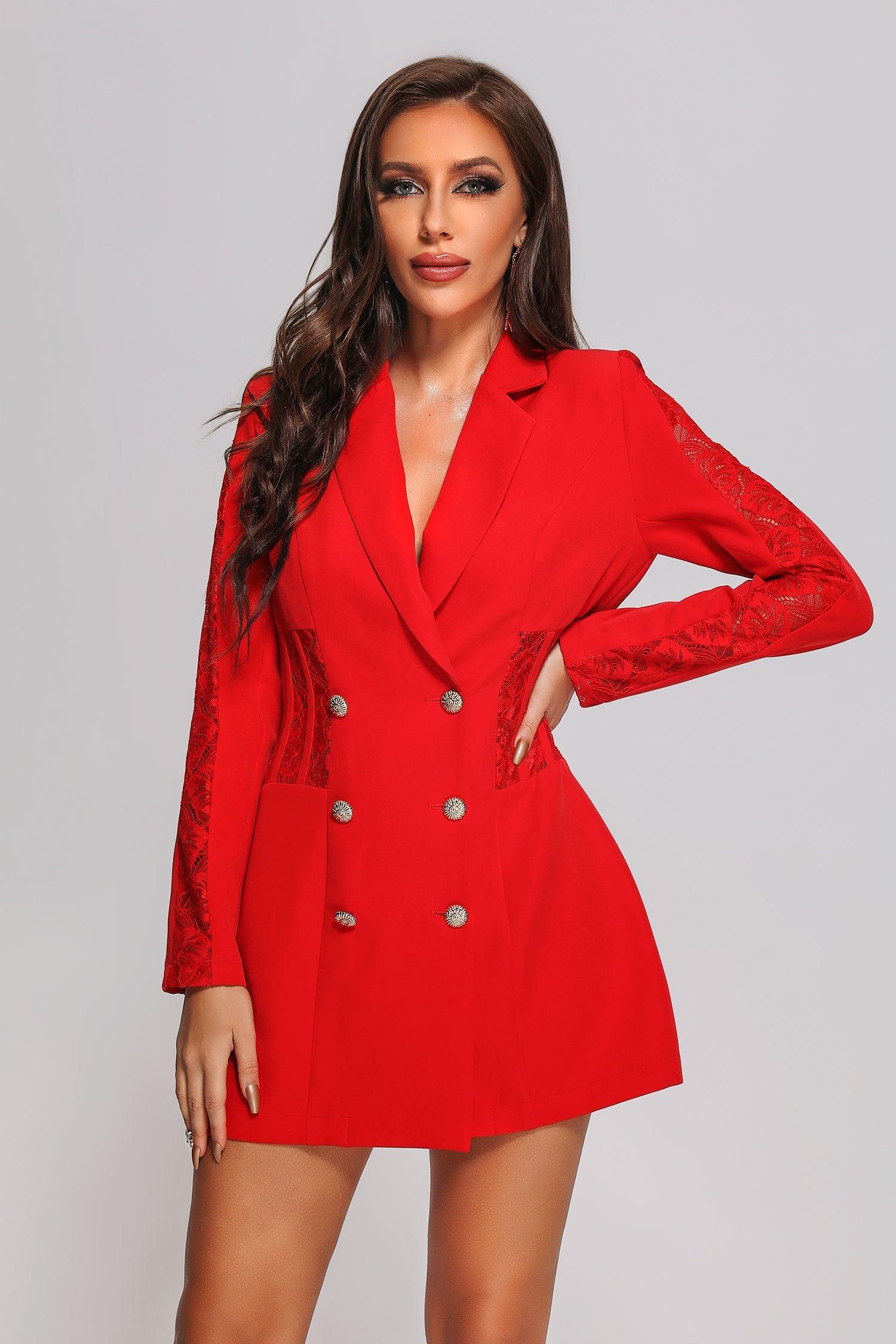 Red blazer dress on sale missguided