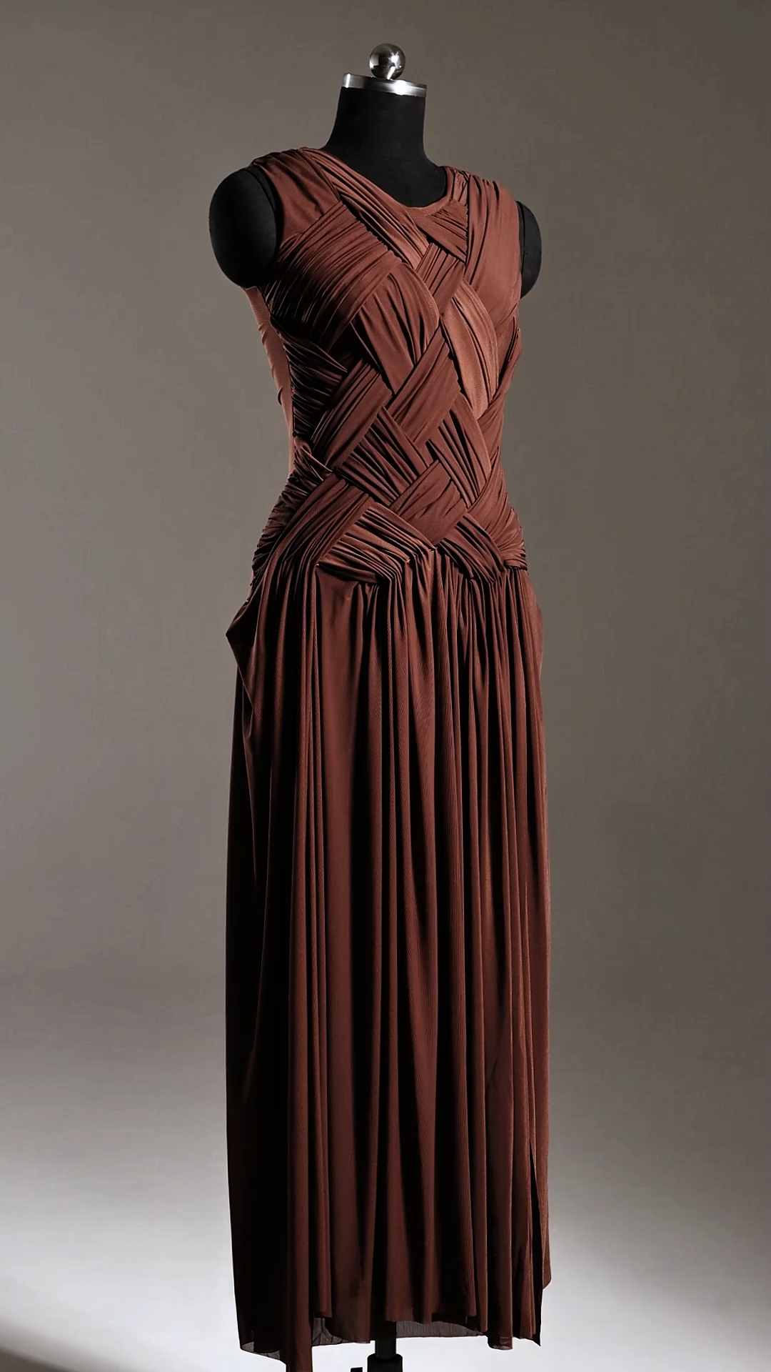 Vafa Round Neck Sleeveless Slit Maxi Dress