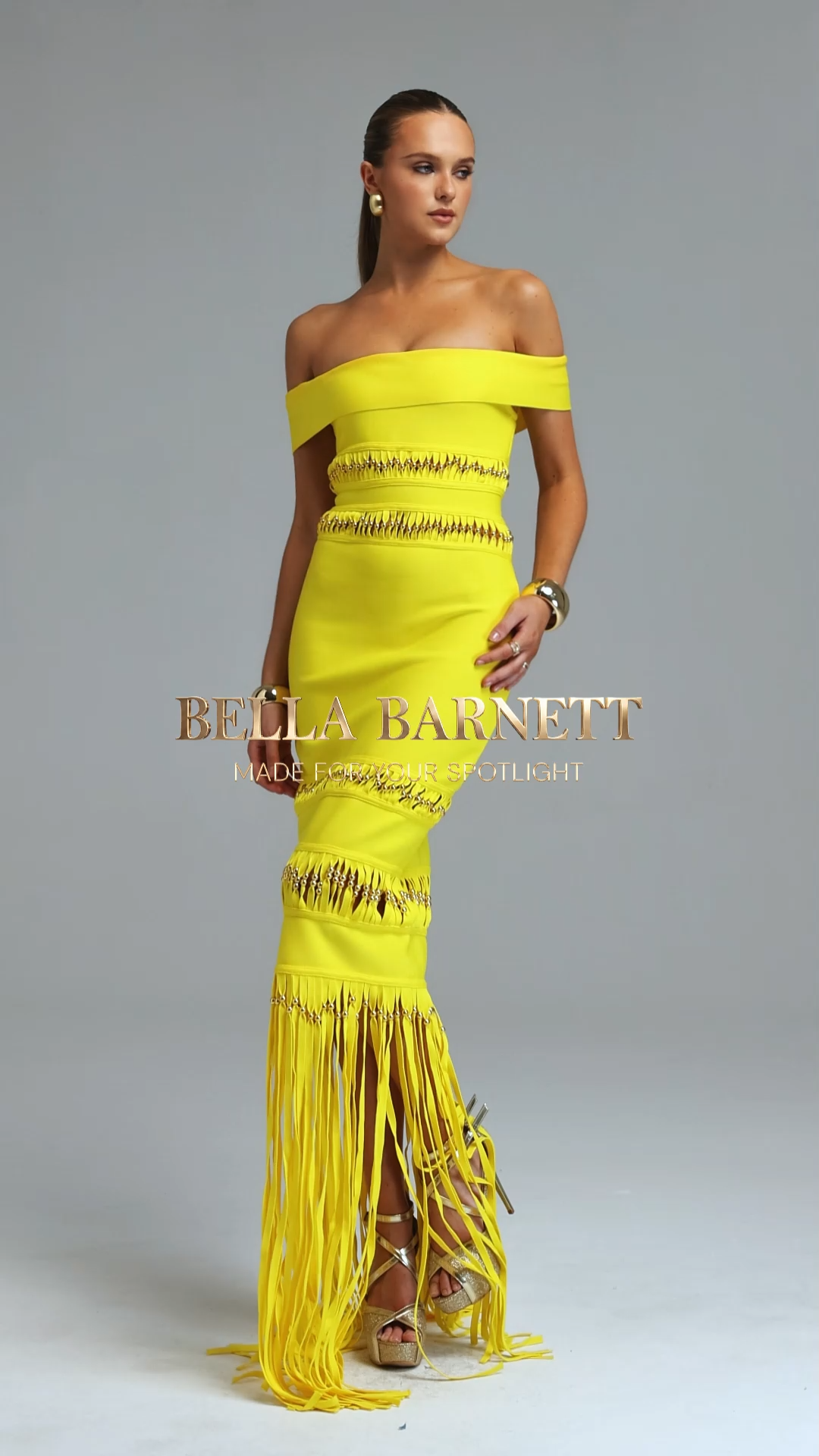 Sylvia Elegant Off Shoulder Beaded Tassel Bandage Maxi Dress