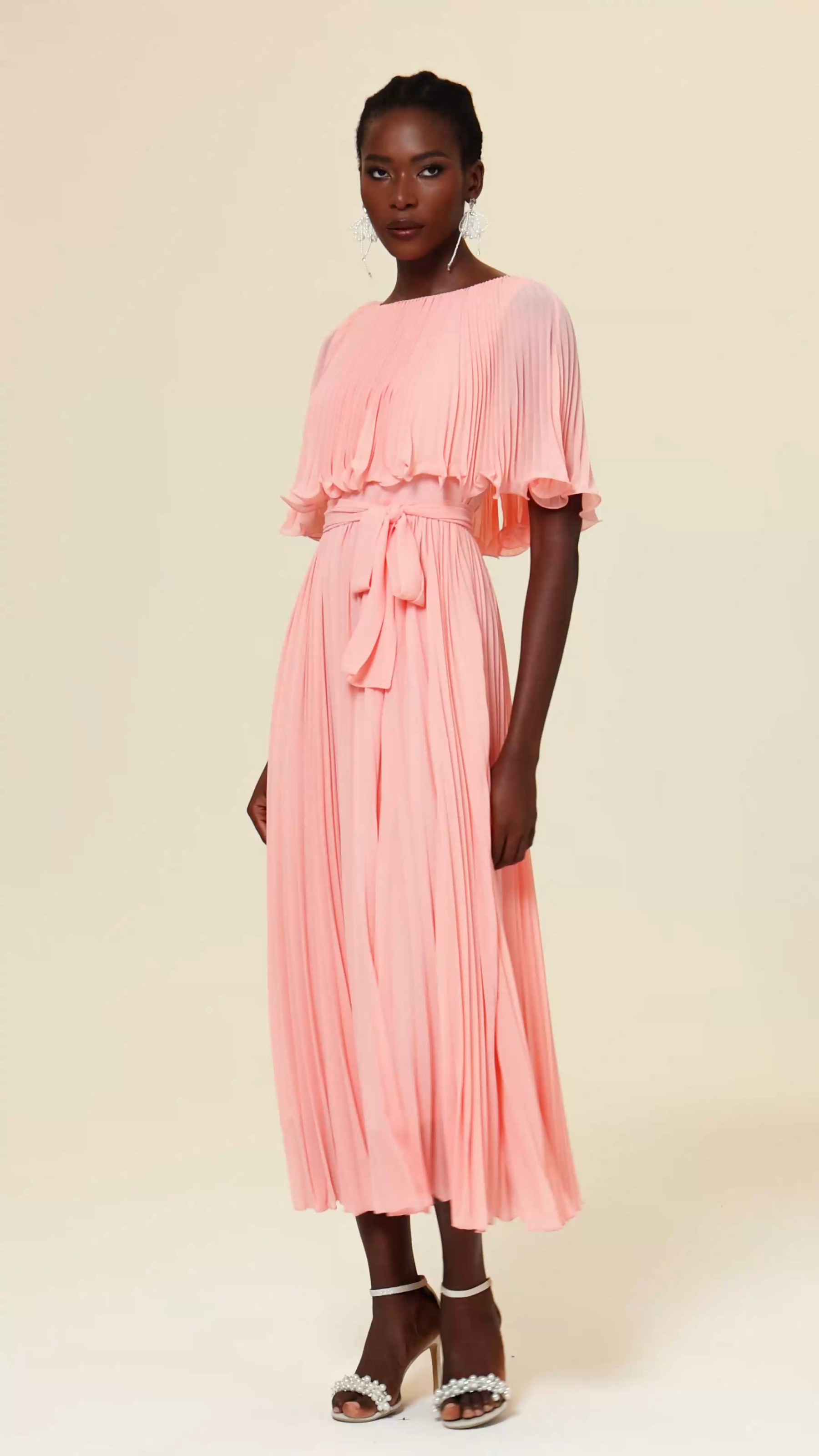 Doreen Round Neck Folds Maxi Dress