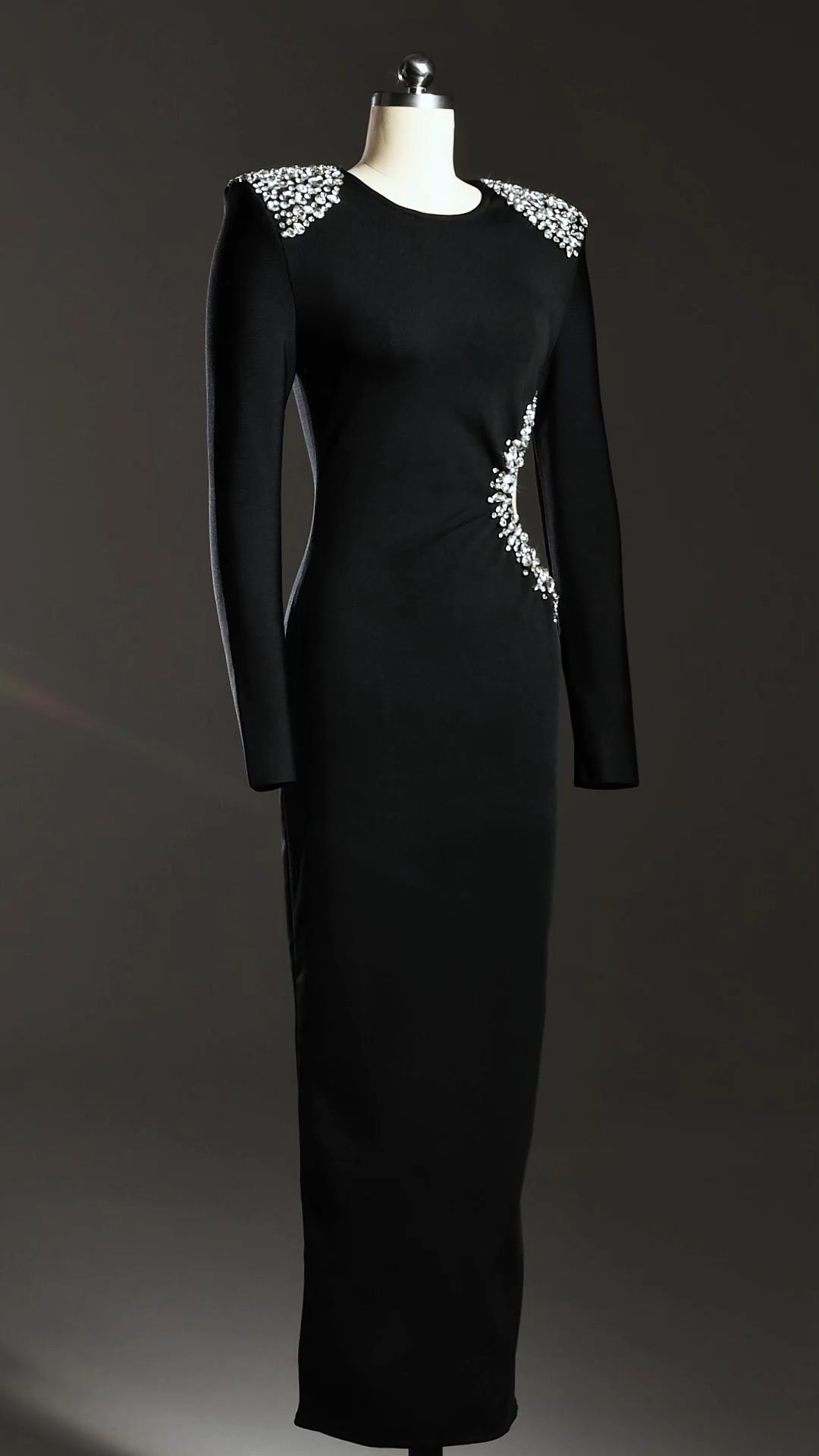 Oliay Long Sleeves Hollow Out Diamond Bandage Maxi Dress