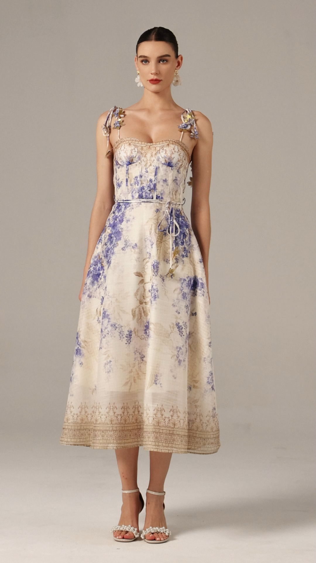 Reagan Halter Floral Printed Midi Dress