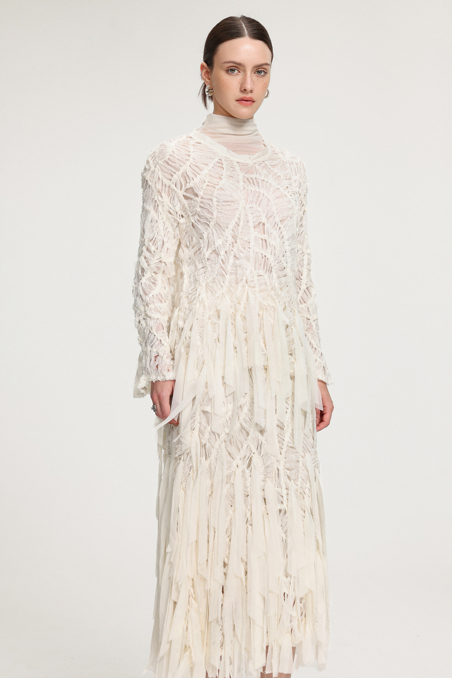Fringed Midi Skirt With Ribbon Accents