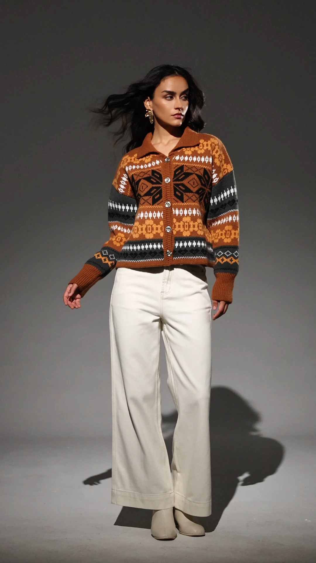 Giacinta Stand Collar Long Sleeves Sweater