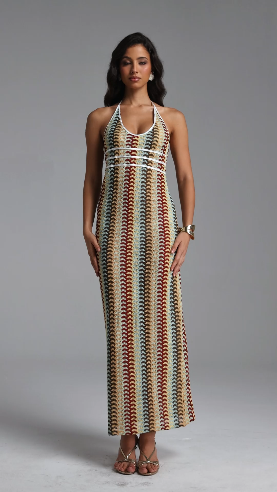 Vella Resort Contour Sleeveless Stripe Woven Maxi Dress