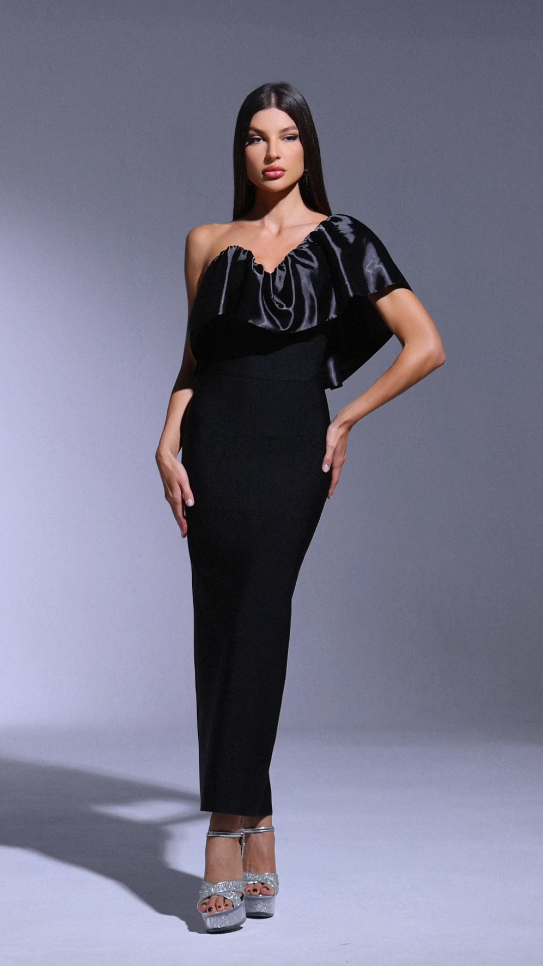 Namia Asymmetry Falbala Bandage Maxi Dress