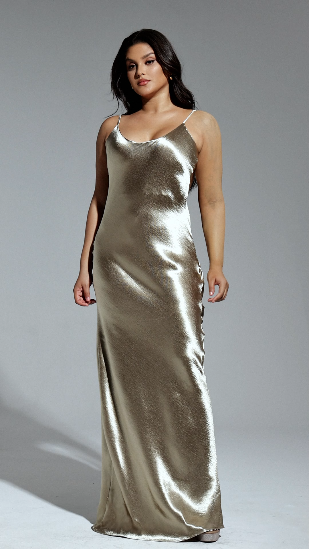 Emily Metallic Gold Maxi Dress