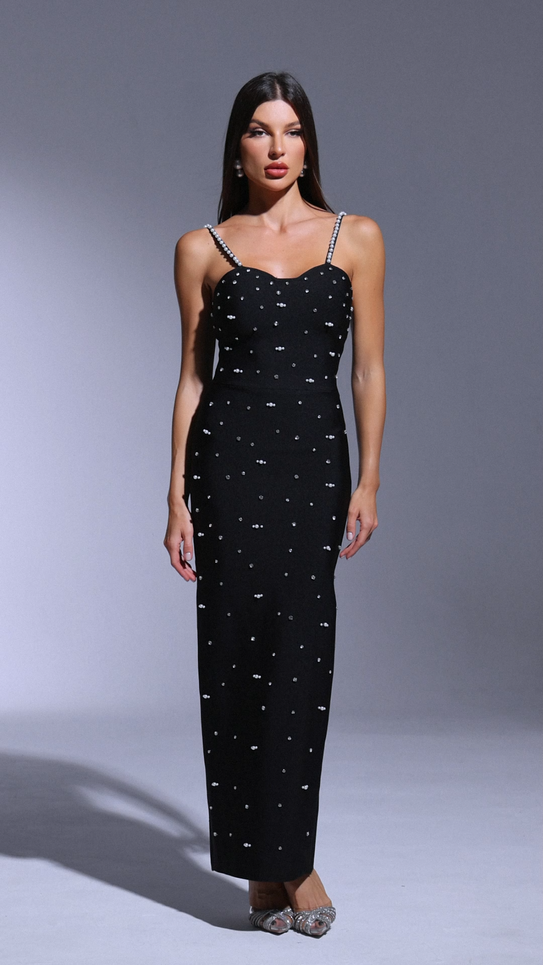 Kaitlyn Sleeveless Diamond Bandage Maxi Dress